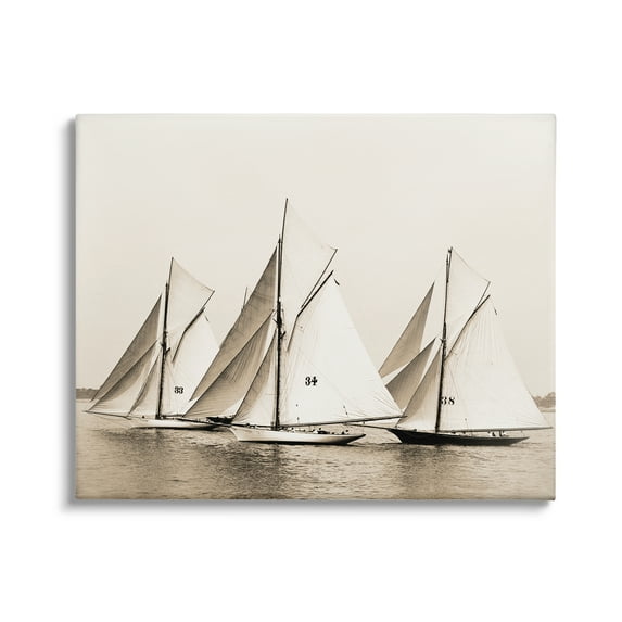 Stupell Industries Vintage Sailboat Fleet Transportation Photography Gallery Wrapped Canvas Art Print Wall Art, 30 x 24