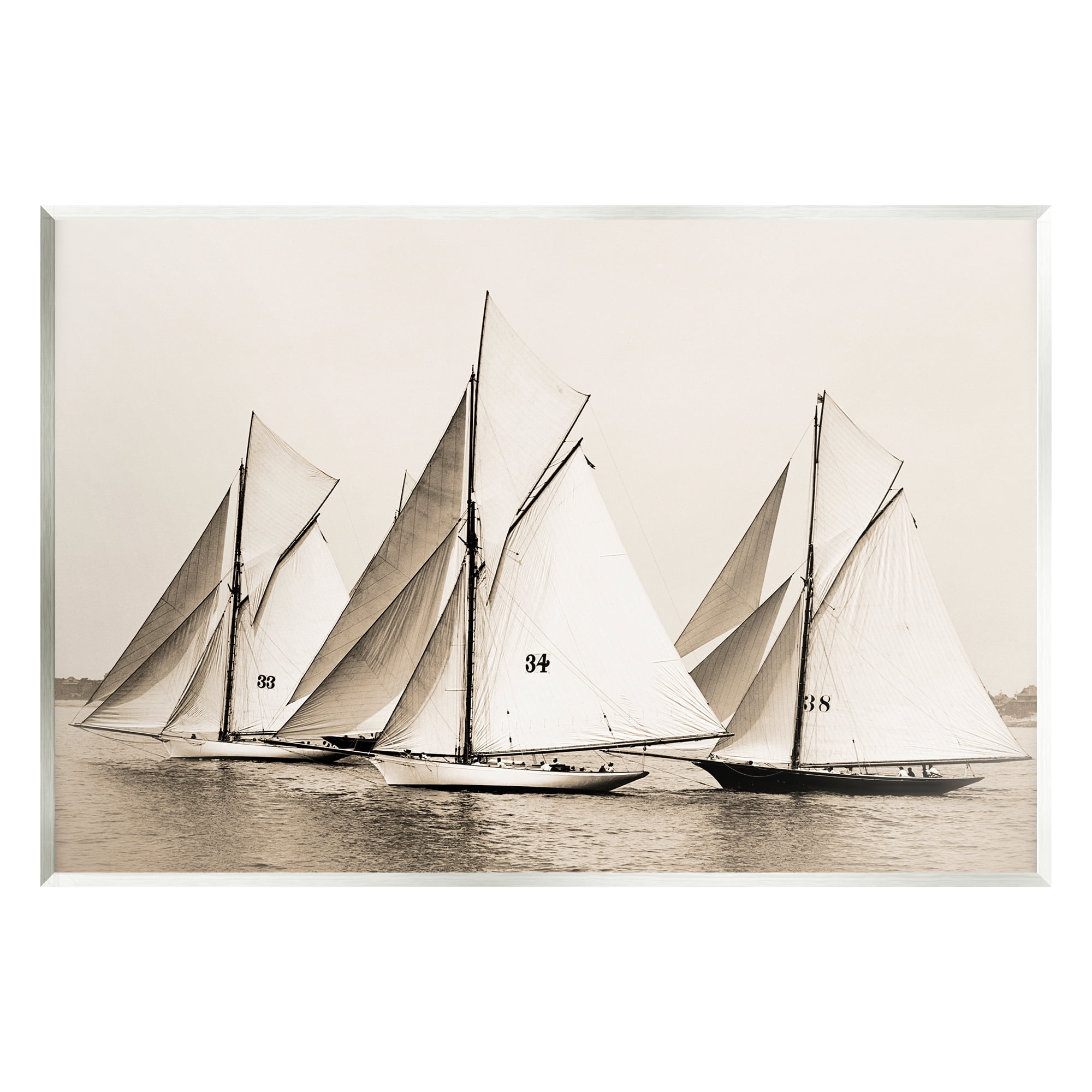 Stupell Industries Vintage Sailboat Fleet Transportation Photography Unframed Art Print Wall Art, 19 x 13