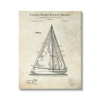 Stupell Industries Vintage Sailboat Watercraft Diagram Patent Text Blueprint Canvas Wall Art, 36 x 48, Design by Karl Hronek