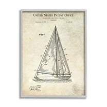 Stupell Industries Vintage Sailboat Watercraft Diagram Patent Text Blueprint Framed Wall Art, 11 x 14, Design by Karl Hronek