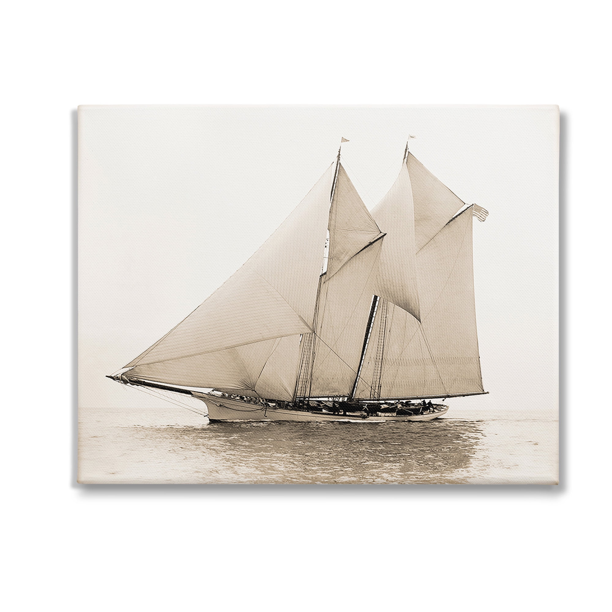 Stupell Industries Vintage Sailing Yacht Transportation Photography Gallery Wrapped Canvas Art Print Wall Art, 30 x 24