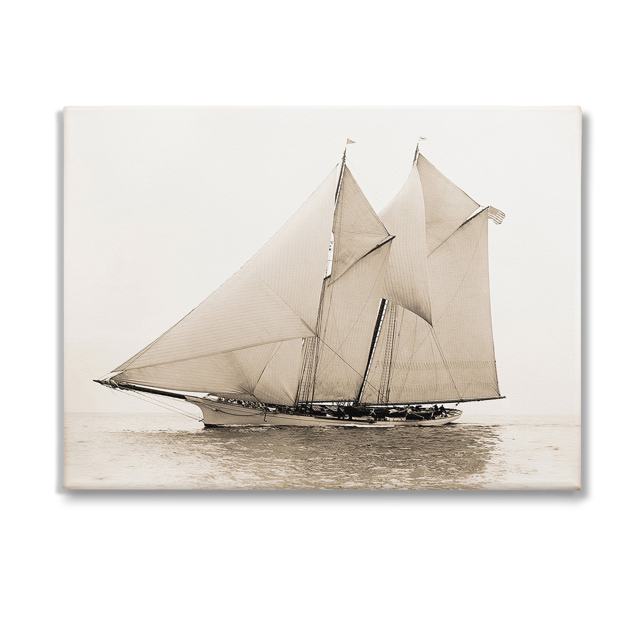 Stupell Industries Vintage Sailing Yacht Transportation Photography Gallery Wrapped Canvas Art Print Wall Art, 48 x 36