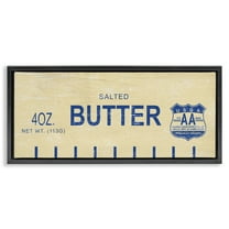Stupell Industries Vintage Salted Butter Food & Beverage Painting Black Floater Framed Canvas Art Print Wall Art, 25 x 11