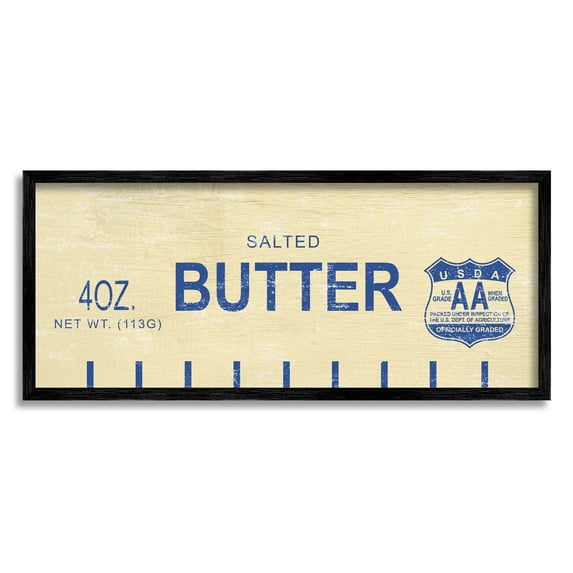 Stupell Industries Vintage Salted Butter Graphic Art Black Framed Art Print Wall Art, Design by Daphne Polselli