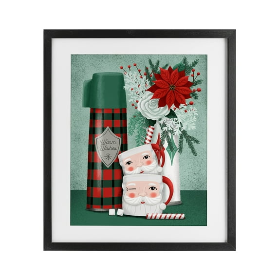Stupell Industries Vintage Santa Mugs & Thermos Black Framed Print Under Glass design by Jilly Jack Designs, 21 x 17