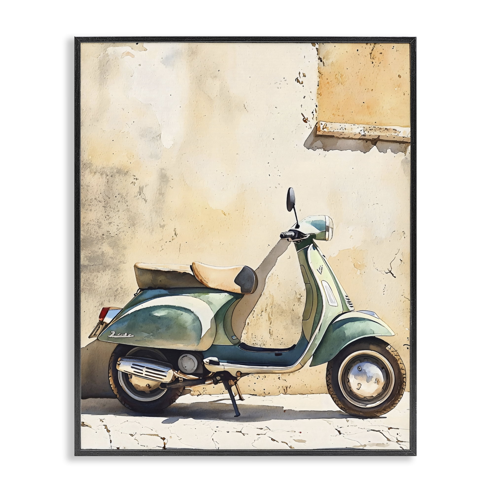 Stupell Industries Vintage Scooter on Italian Street Black Framed Giclee Art, design by LSR Design Studio