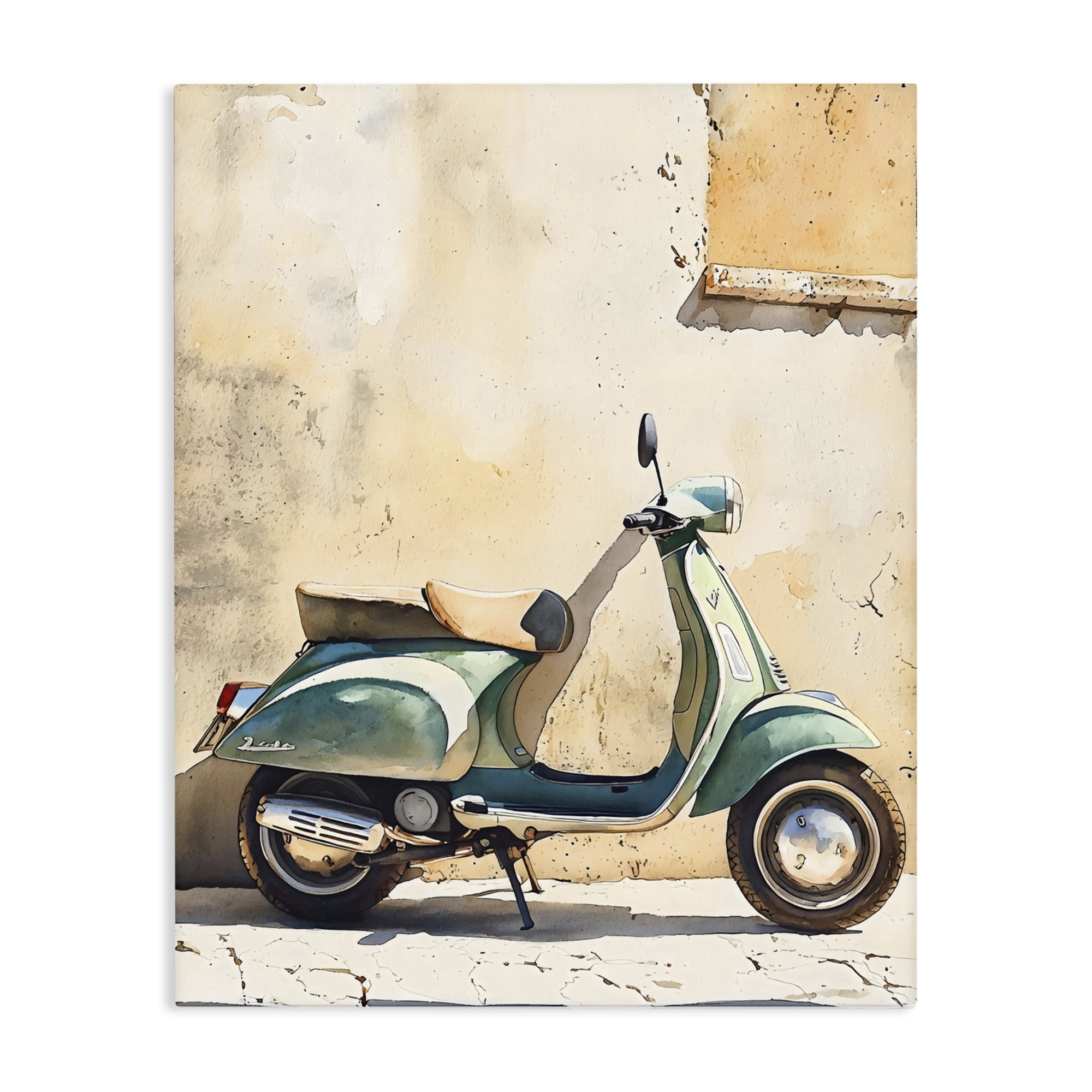 Stupell Industries Vintage Scooter on Italian Street Canvas Wall Art, design by LSR Design Studio