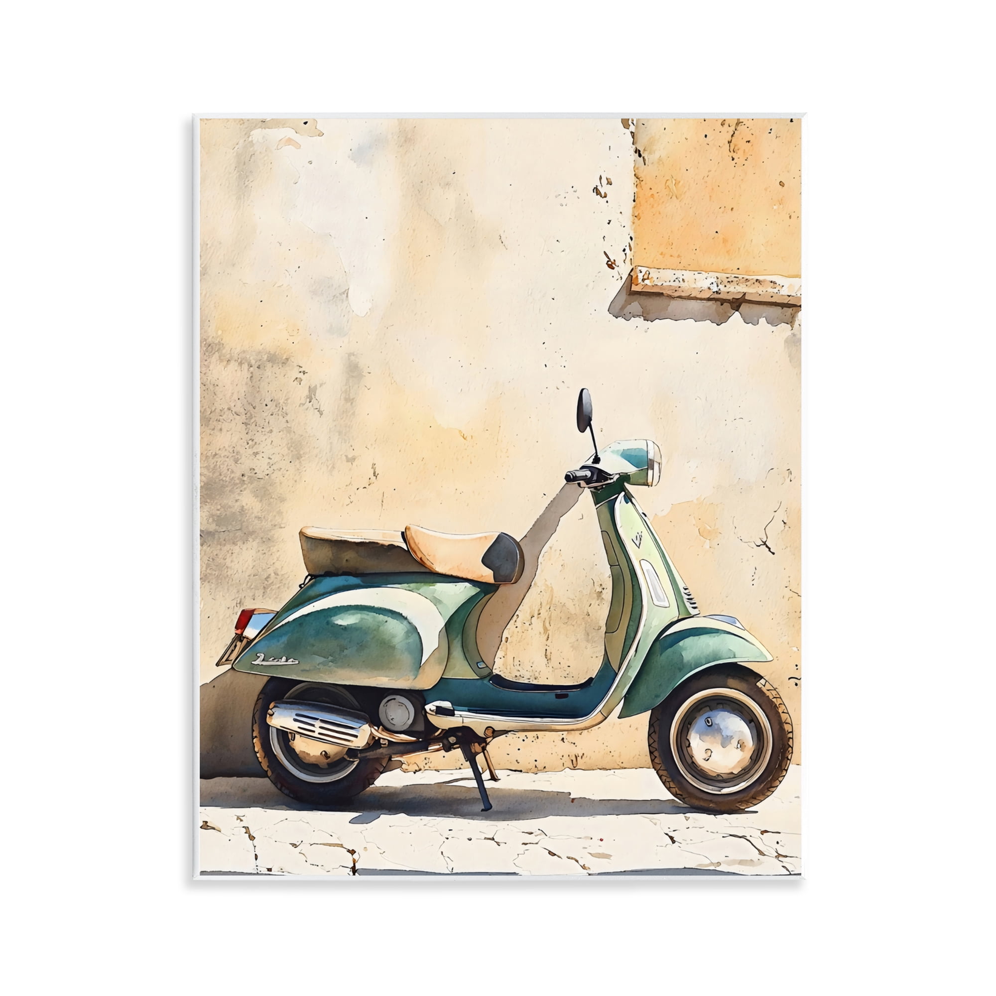 Stupell Industries Vintage Scooter on Italian Street Wall Plaque Art, design by LSR Design Studio