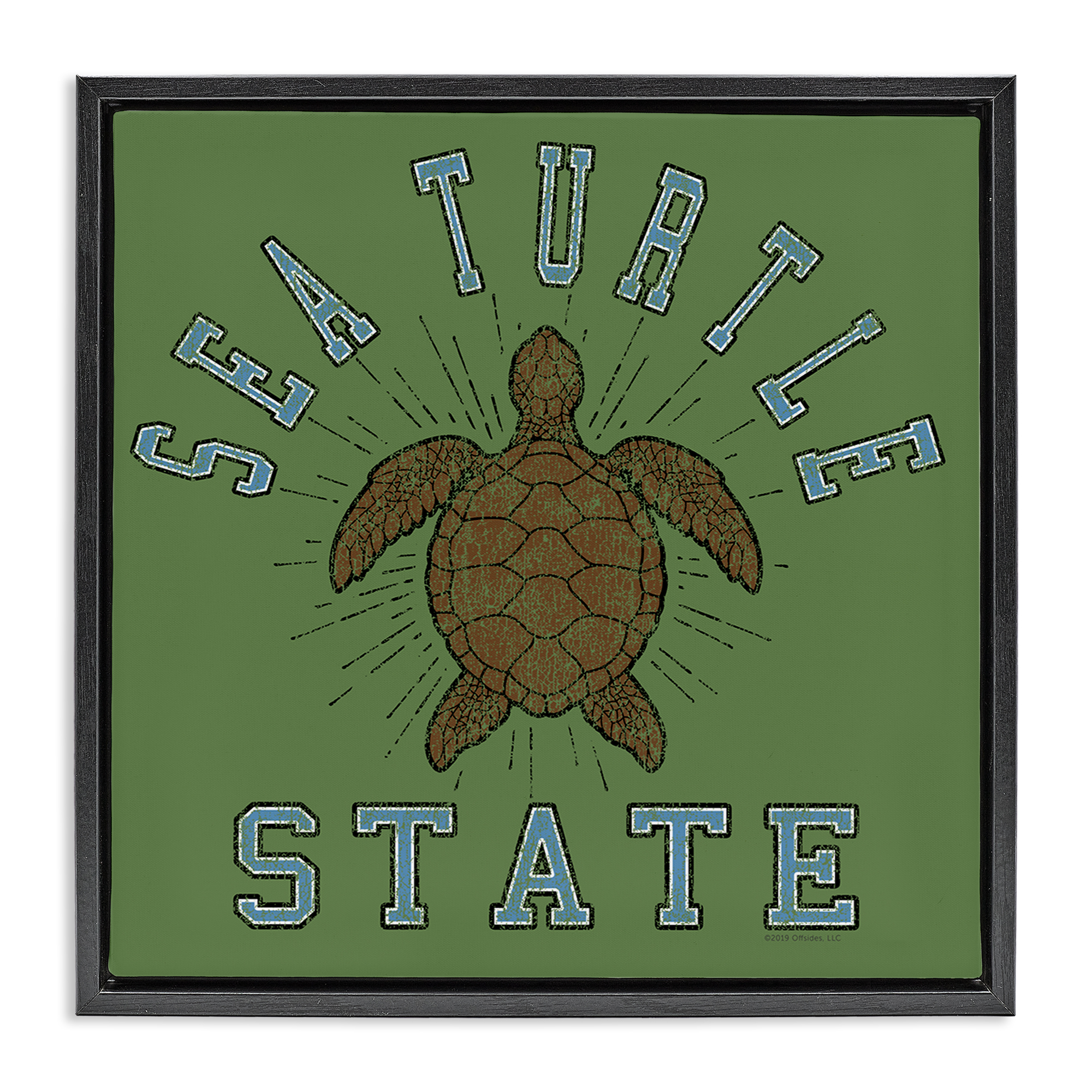 Stupell Industries Vintage Sea Turtle State Animals Painting Black Floater Framed Canvas Art Print Wall Art, 18 x 18