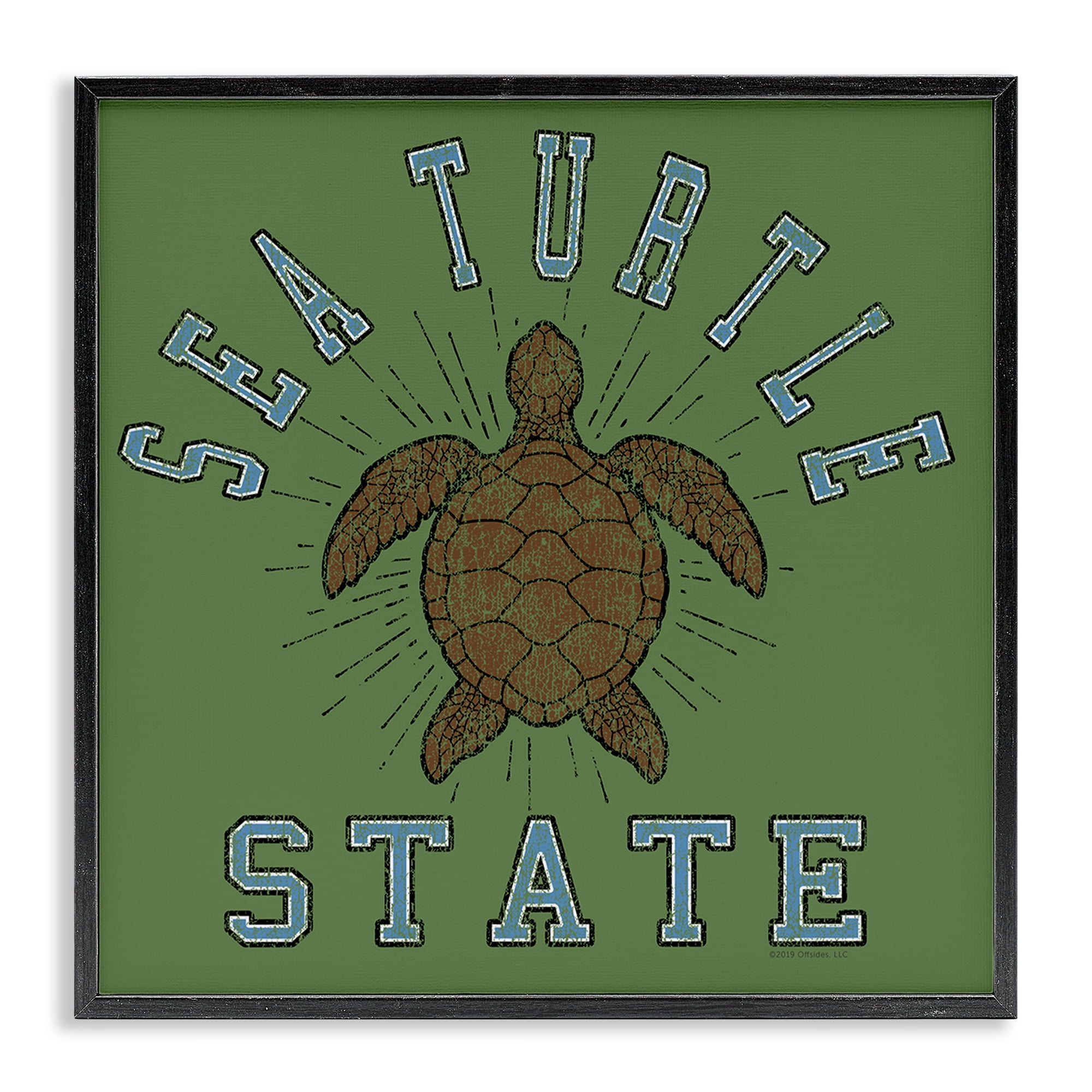 Stupell Industries Vintage Sea Turtle State Animals Painting Black Framed Art Print Wall Art, 12 x 12
