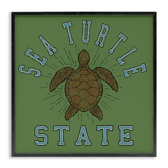 Stupell Industries Vintage Sea Turtle State Animals Painting Black Framed Art Print Wall Art, 12 x 12