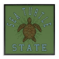 Stupell Industries Vintage Sea Turtle State Animals Painting Black Framed Art Print Wall Art, 12 x 12