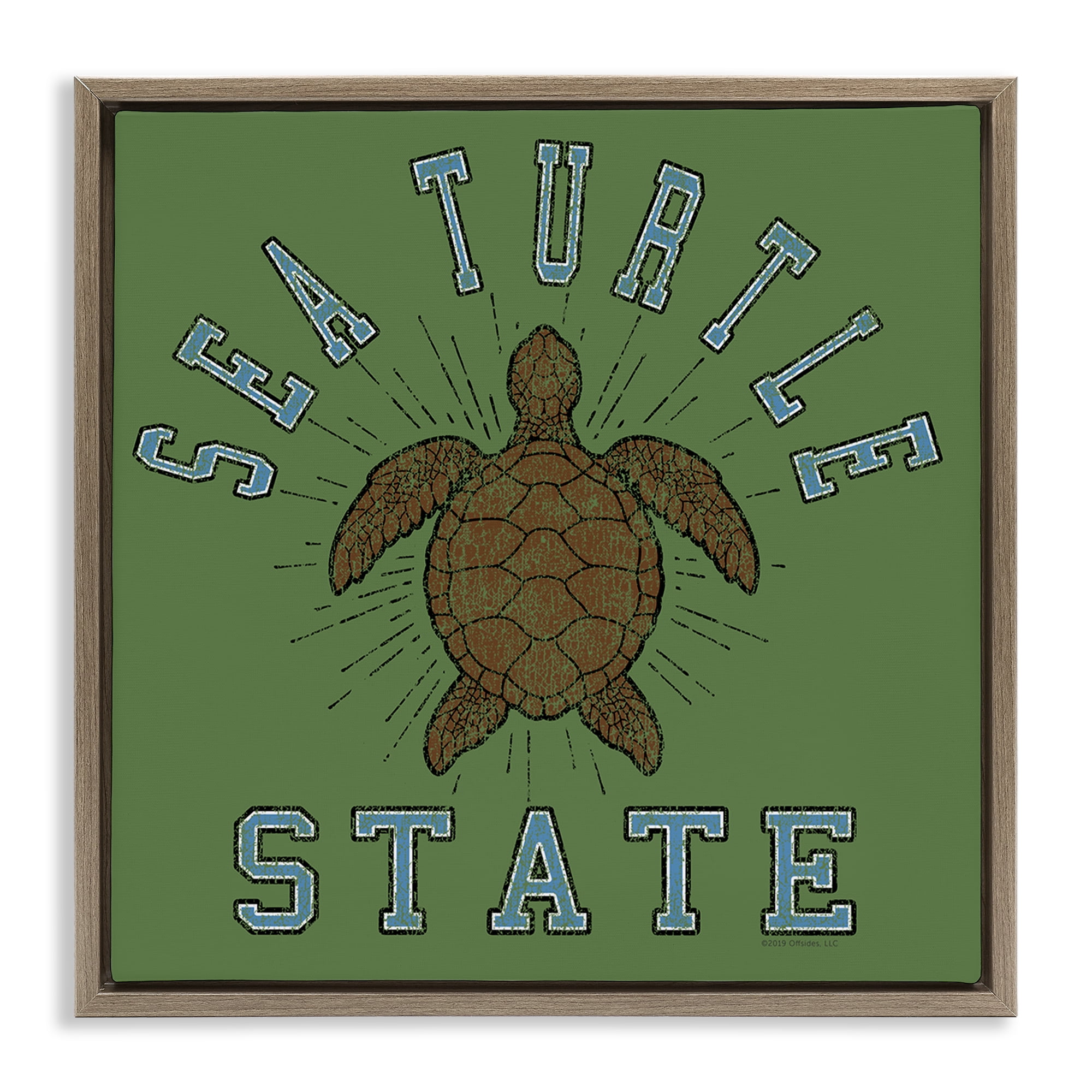 Stupell Industries Vintage Sea Turtle State Animals Painting Brown Floater Framed Canvas Art Print Wall Art, 18 x 18