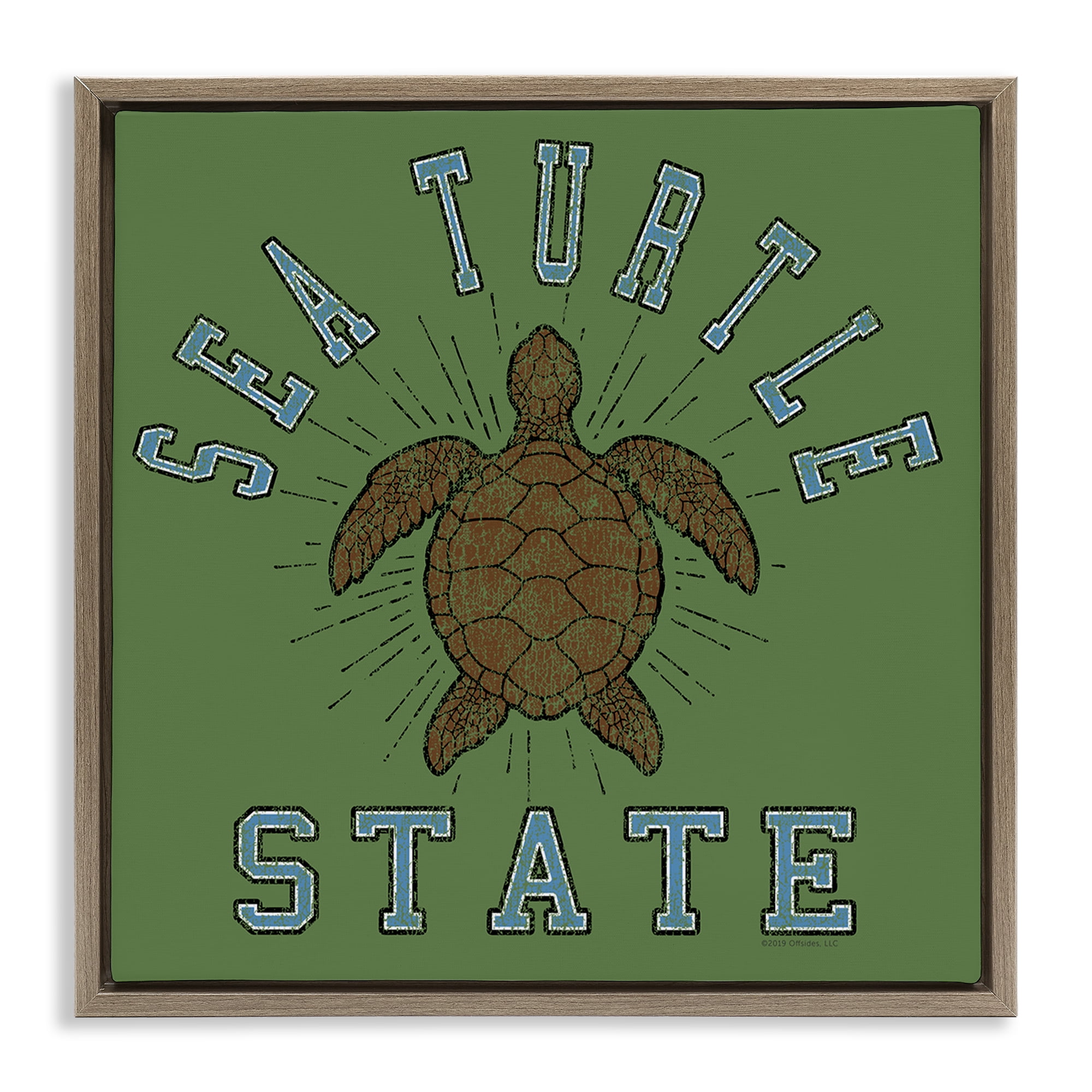 Stupell Industries Vintage Sea Turtle State Animals Painting Brown Floater Framed Canvas Art Print Wall Art, 25 x 25