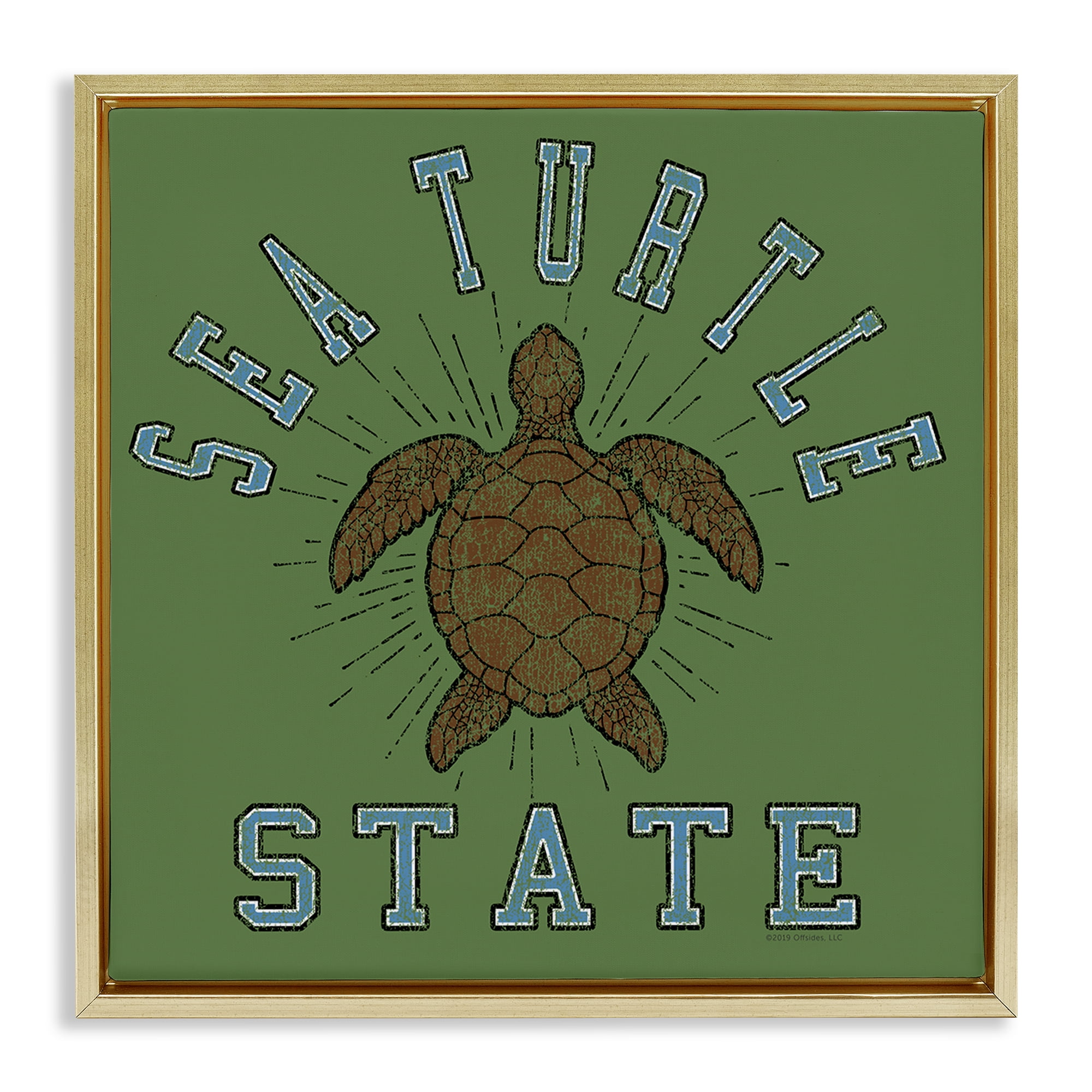 Stupell Industries Vintage Sea Turtle State Animals Painting Gold Floater Framed Canvas Art Print Wall Art, 18 x 18