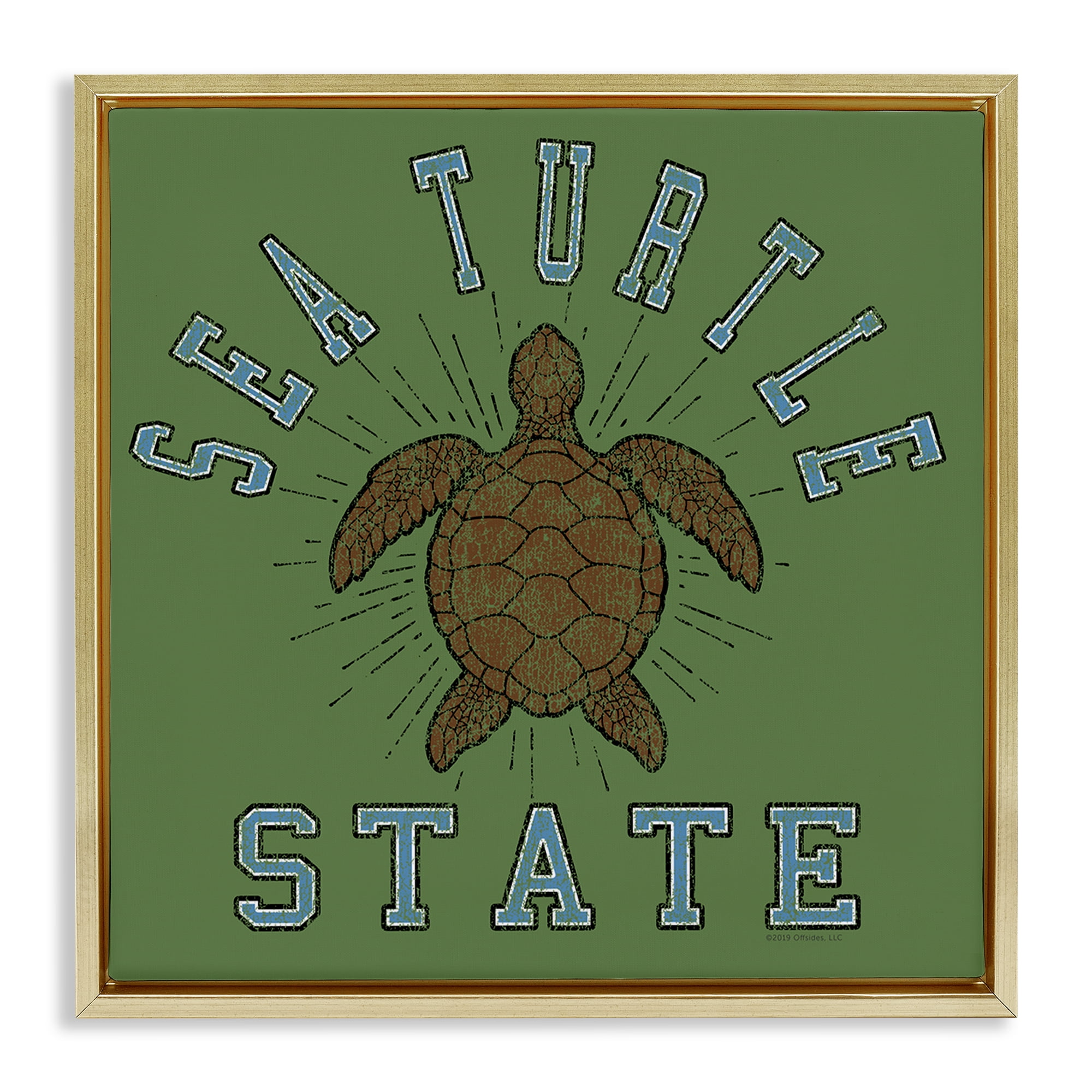 Stupell Industries Vintage Sea Turtle State Animals Painting Gold Floater Framed Canvas Art Print Wall Art, 25 x 25