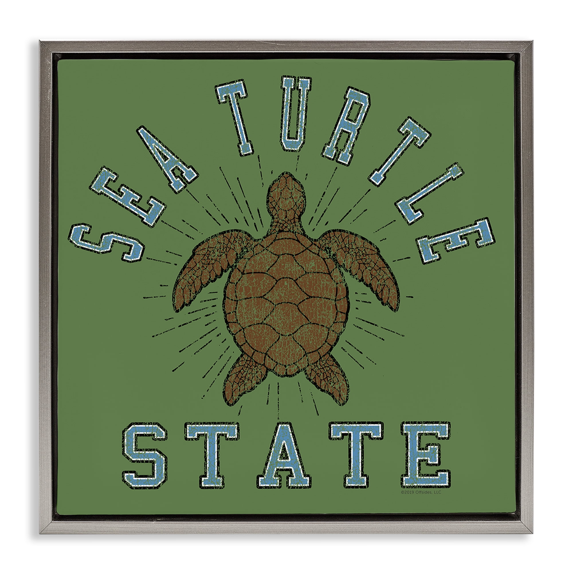 Stupell Industries Vintage Sea Turtle State Animals Painting Gray Floater Framed Canvas Art Print Wall Art, 25 x 25