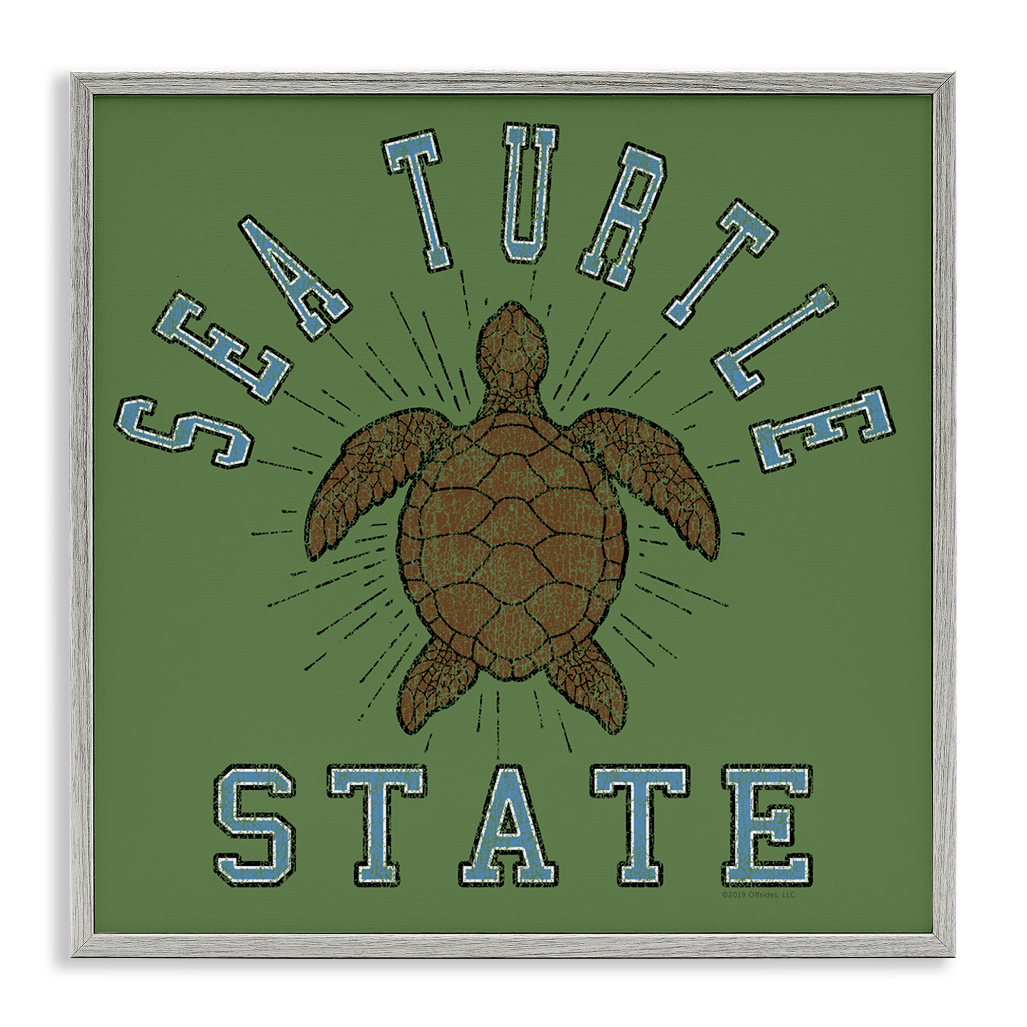 Stupell Industries Vintage Sea Turtle State Animals Painting Gray Framed Art Print Wall Art, 17 x 17