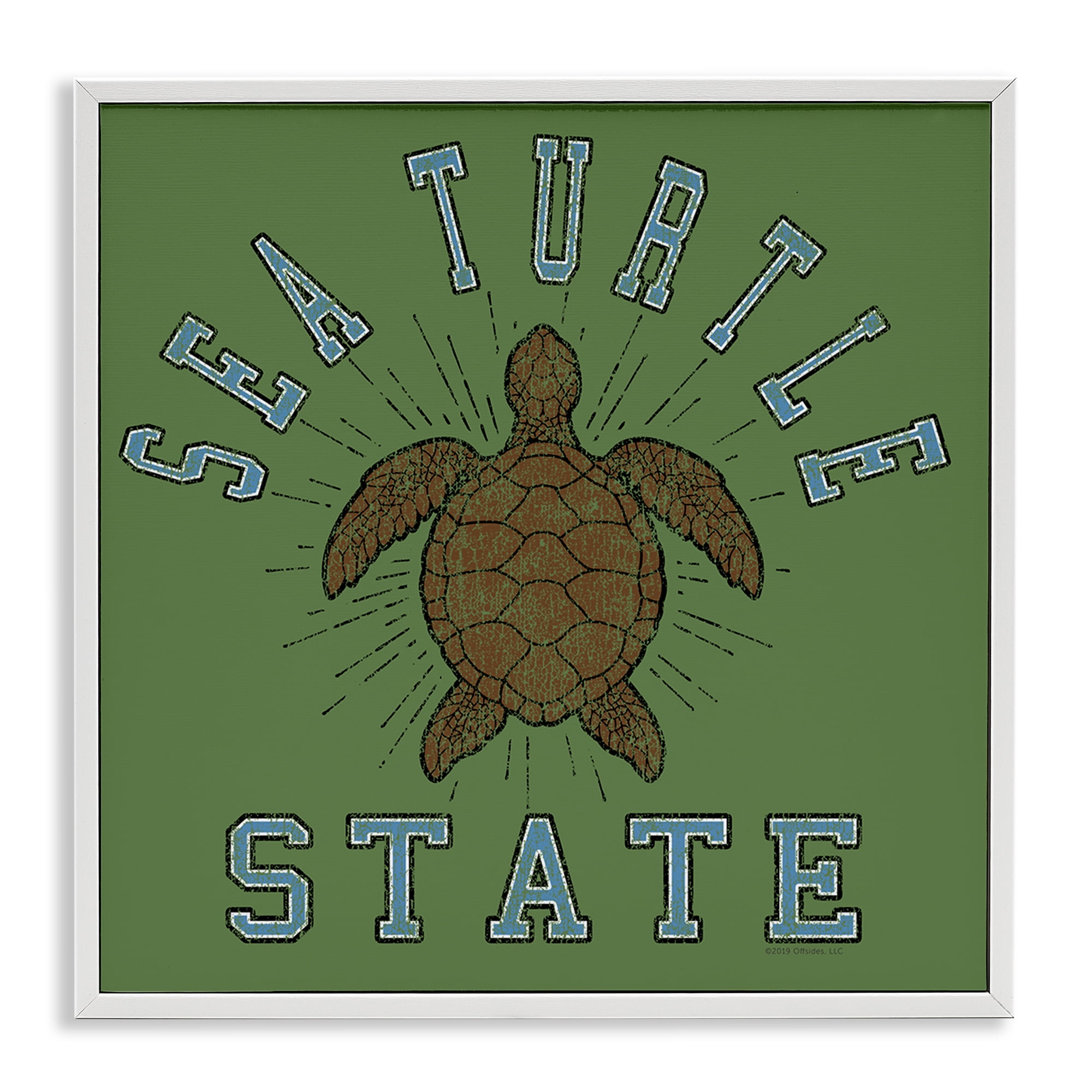 Stupell Industries Vintage Sea Turtle State Animals Painting White Framed Art Print Wall Art, 12 x 12
