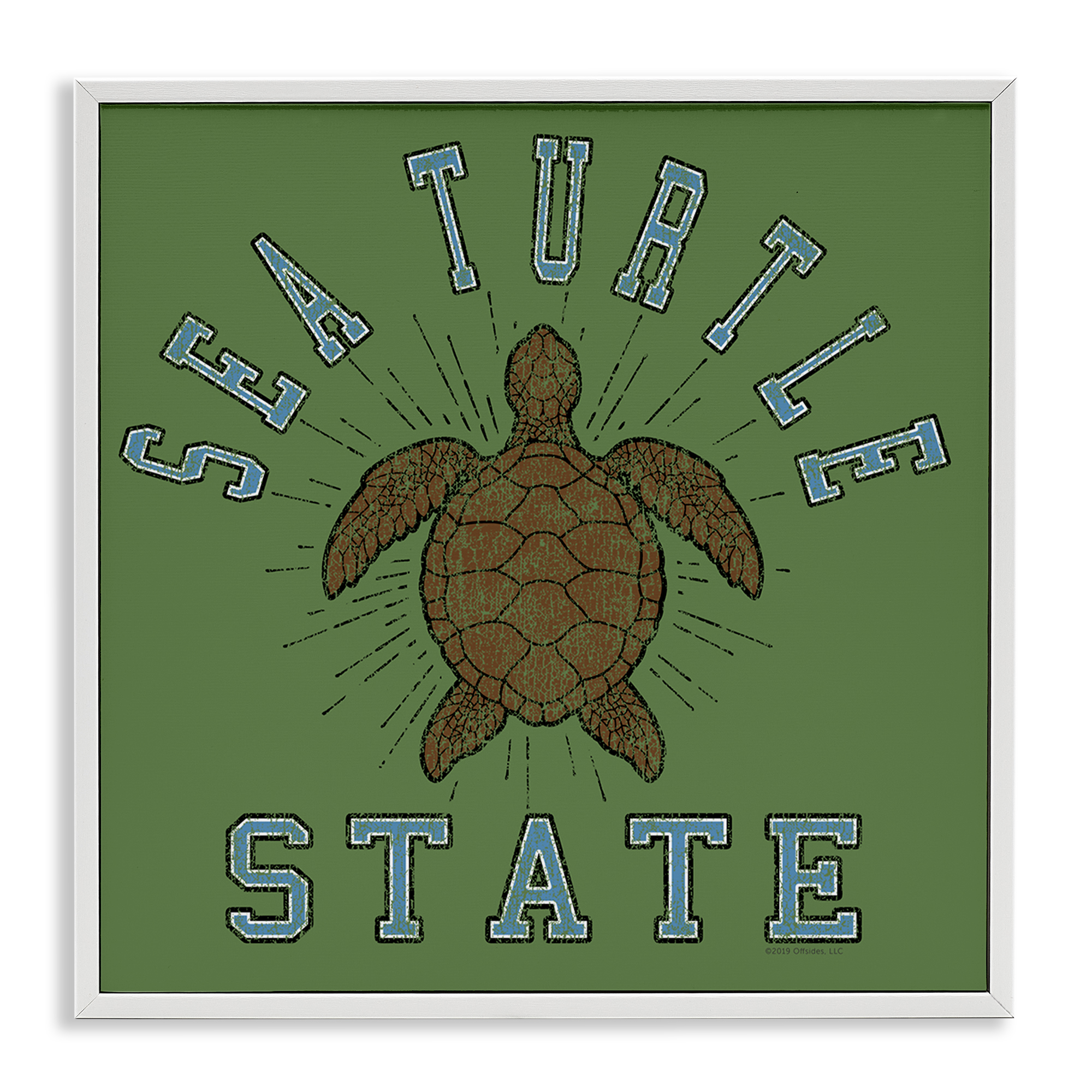 Stupell Industries Vintage Sea Turtle State Animals Painting White Framed Art Print Wall Art, 17 x 17