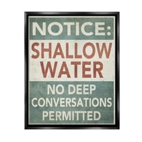 Stupell Industries Vintage Shallow Water Phrase Typography Painting Black Floater Framed Canvas Art Print Wall Art, 17 x 21