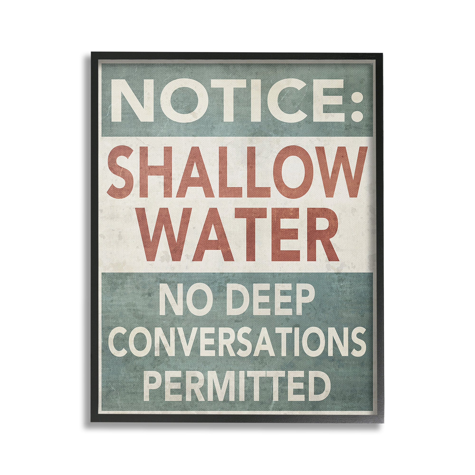 Stupell Industries Vintage Shallow Water Phrase Typography Painting Black Framed Art Print Wall Art, 24 x 30