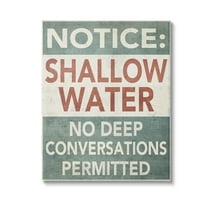 Stupell Industries Vintage Shallow Water Phrase Typography Painting Gallery Wrapped Canvas Art Print Wall Art, 16 x 20