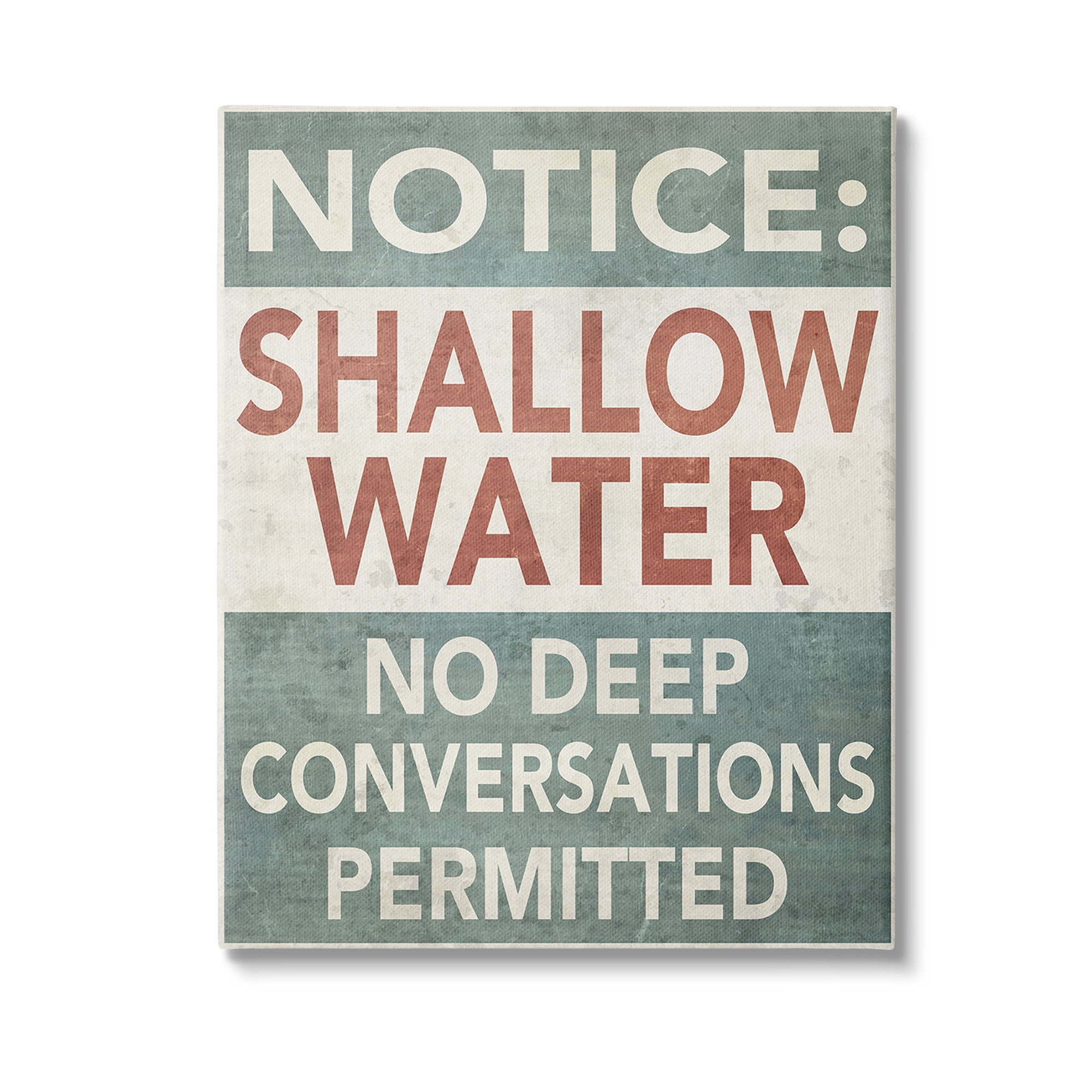 Stupell Industries Vintage Shallow Water Phrase Typography Painting Gallery Wrapped Canvas Art Print Wall Art, 36 x 48