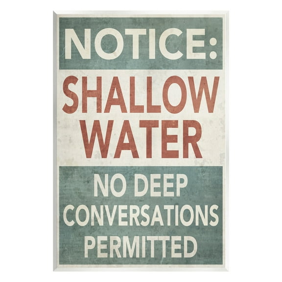 Stupell Industries Vintage Shallow Water Phrase Typography Painting Unframed Art Print Wall Art, 10 x 15