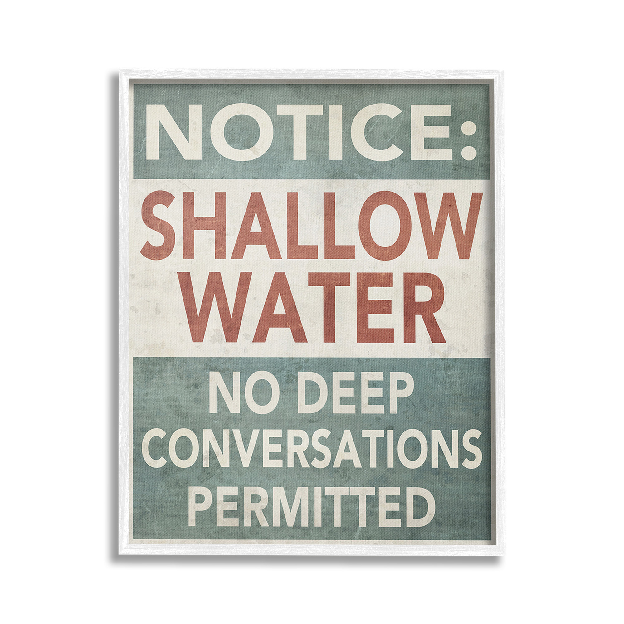 Stupell Industries Vintage Shallow Water Phrase Typography Painting White Framed Art Print Wall Art, 24 x 30