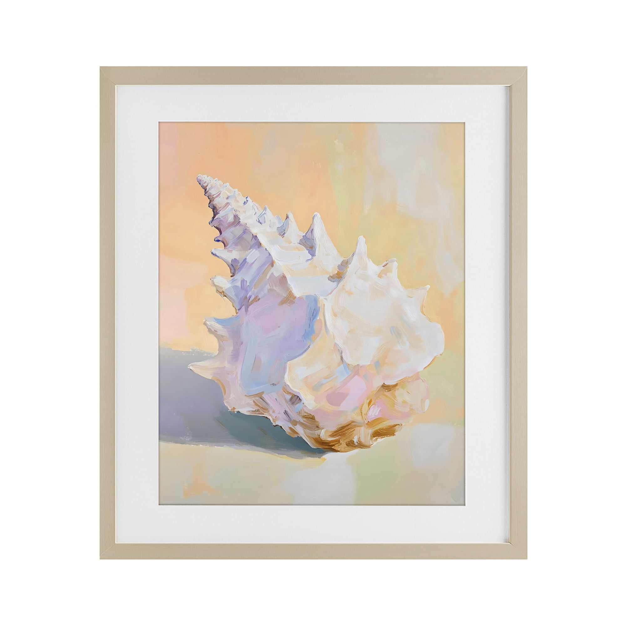 Stupell Industries Vintage Shell in Pastel Light Birch Framed Print Under Glass, design by The Prints Vibe