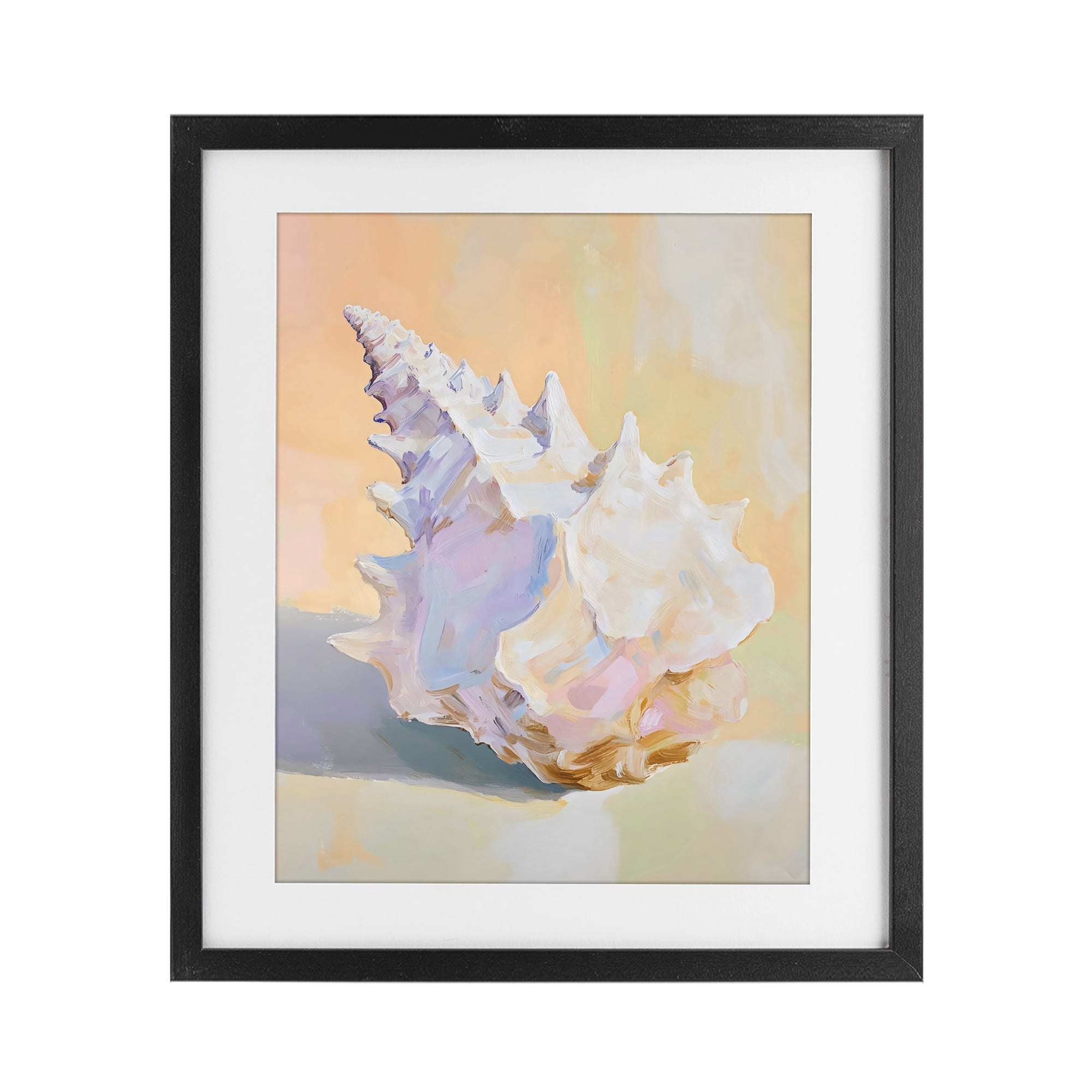 Stupell Industries Vintage Shell in Pastel Light Black Framed Print Under Glass, design by The Prints Vibe