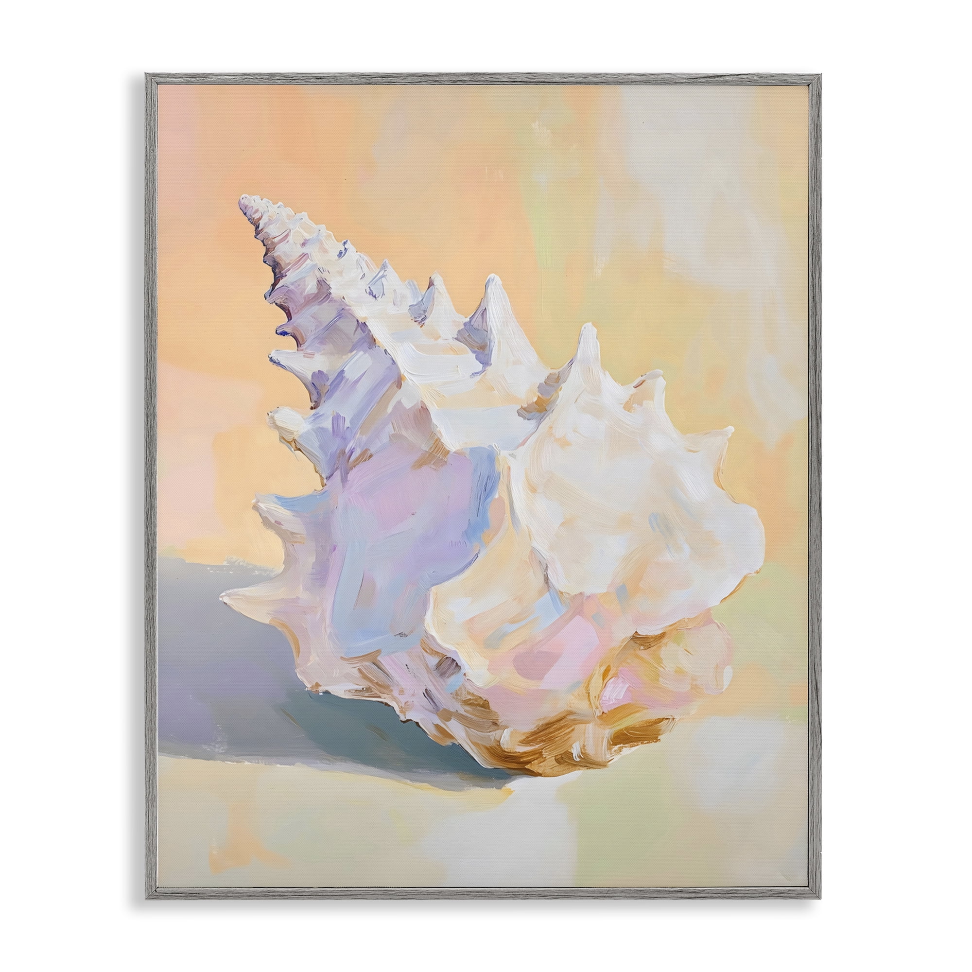 Stupell Industries Vintage Shell in Pastel Light Gray Framed Giclee Art, design by The Prints Vibe