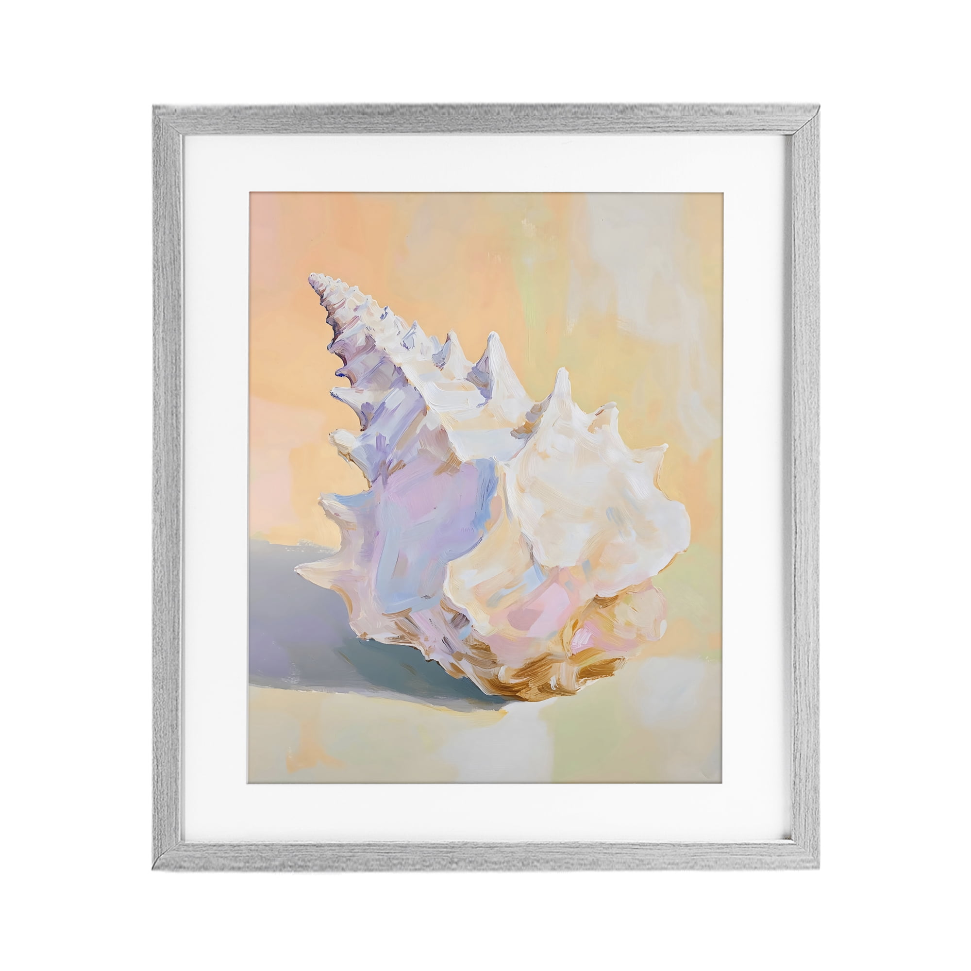 Stupell Industries Vintage Shell in Pastel Light Gray Framed Print Under Glass, design by The Prints Vibe