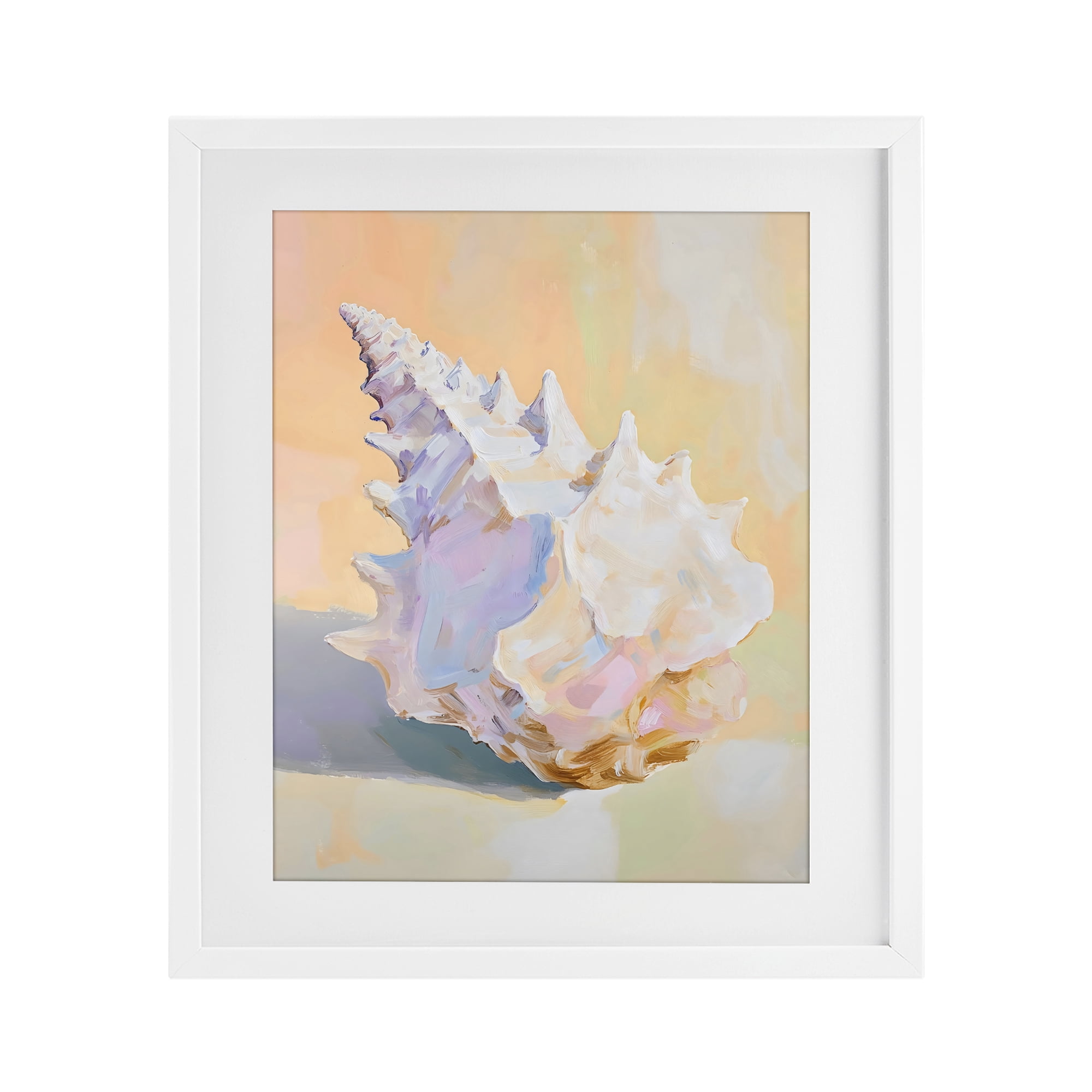 Stupell Industries Vintage Shell in Pastel Light White Framed Print Under Glass, design by The Prints Vibe