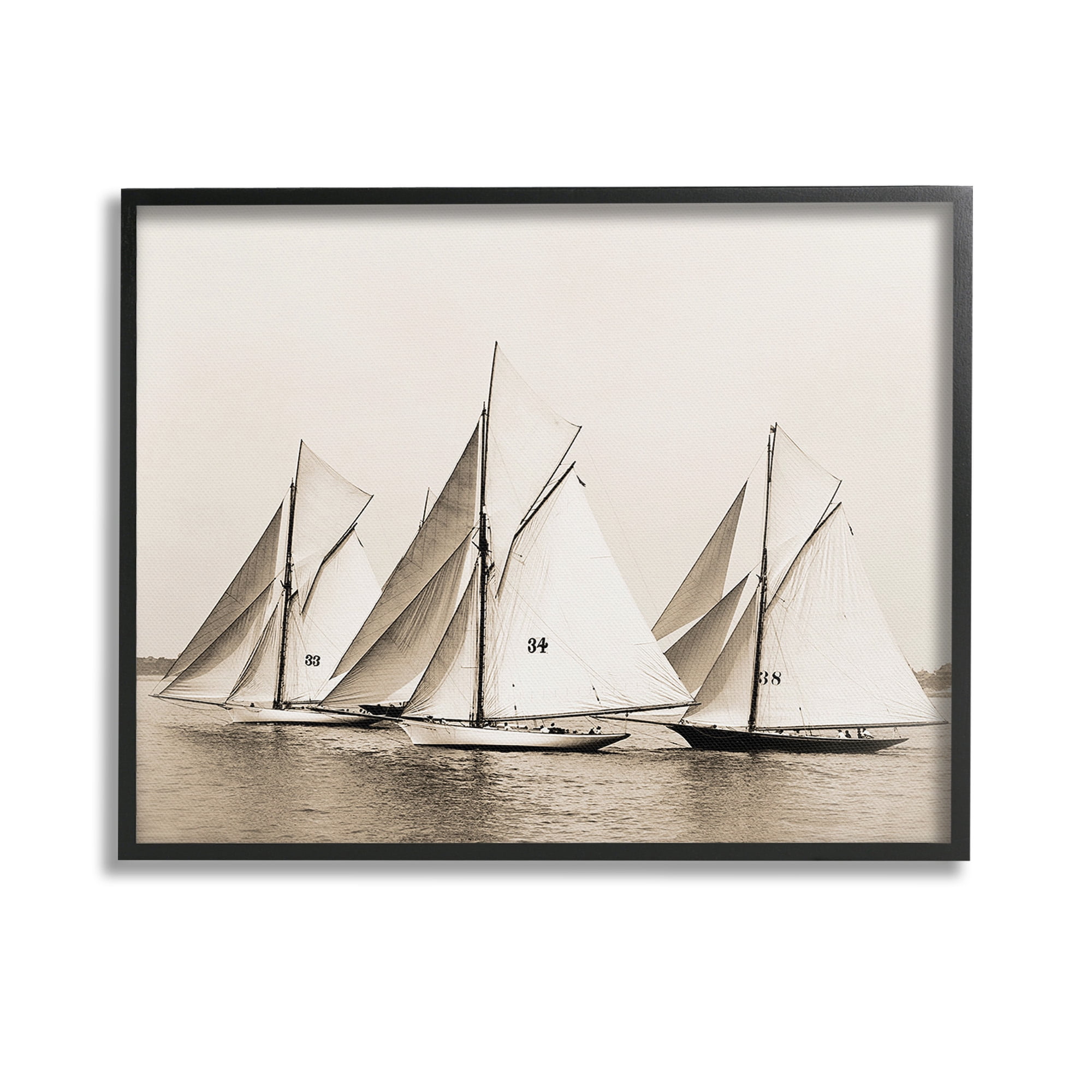 Stupell Industries Vintage Ship Fleet Transportation Photography Black Framed Art Print Wall Art, 14 x 11