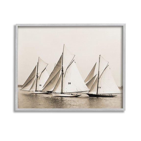 Stupell Industries Vintage Ship Fleet Transportation Photography Gray Framed Art Print Wall Art, 14 x 11