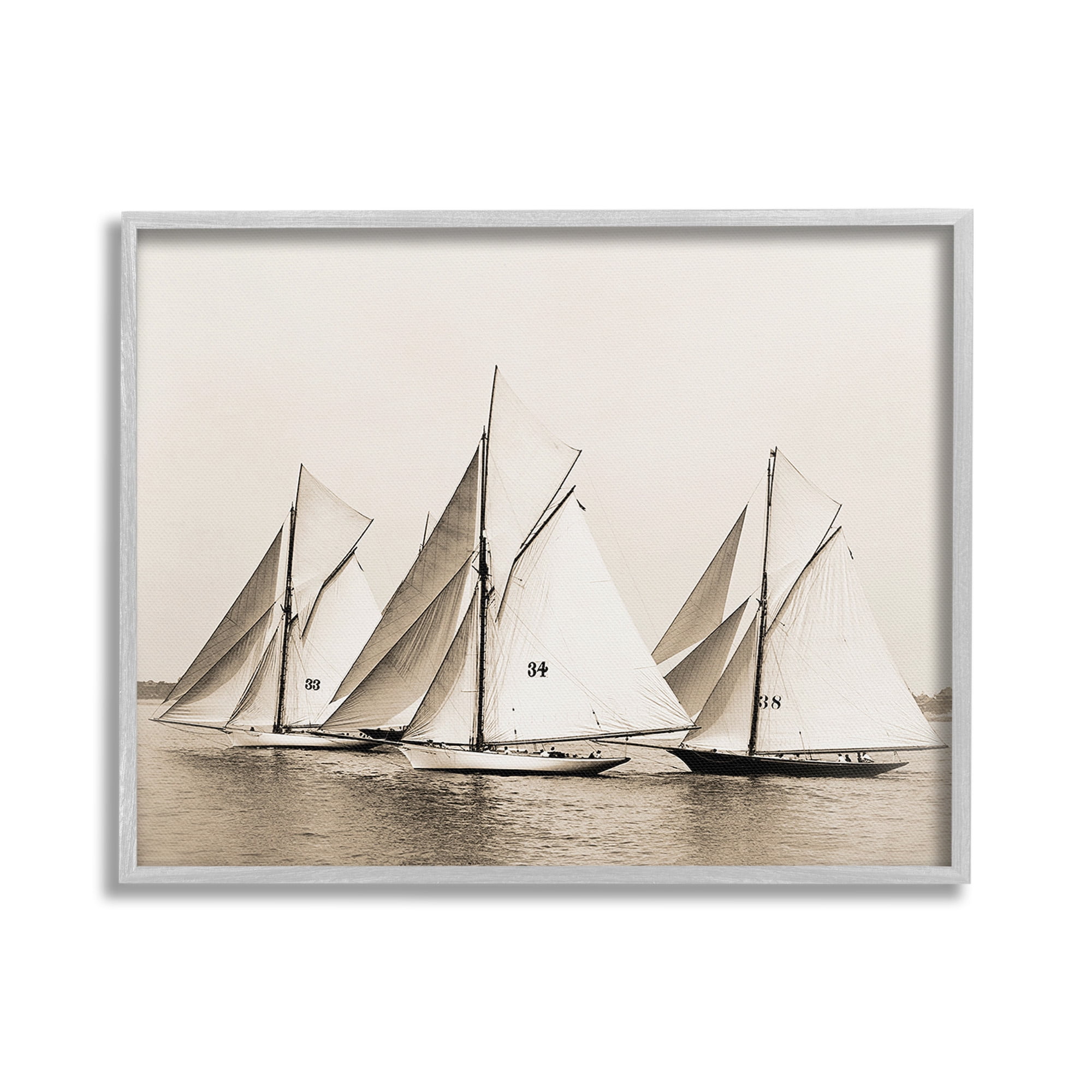 Stupell Industries Vintage Ship Fleet Transportation Photography Gray Framed Art Print Wall Art, 20 x 16