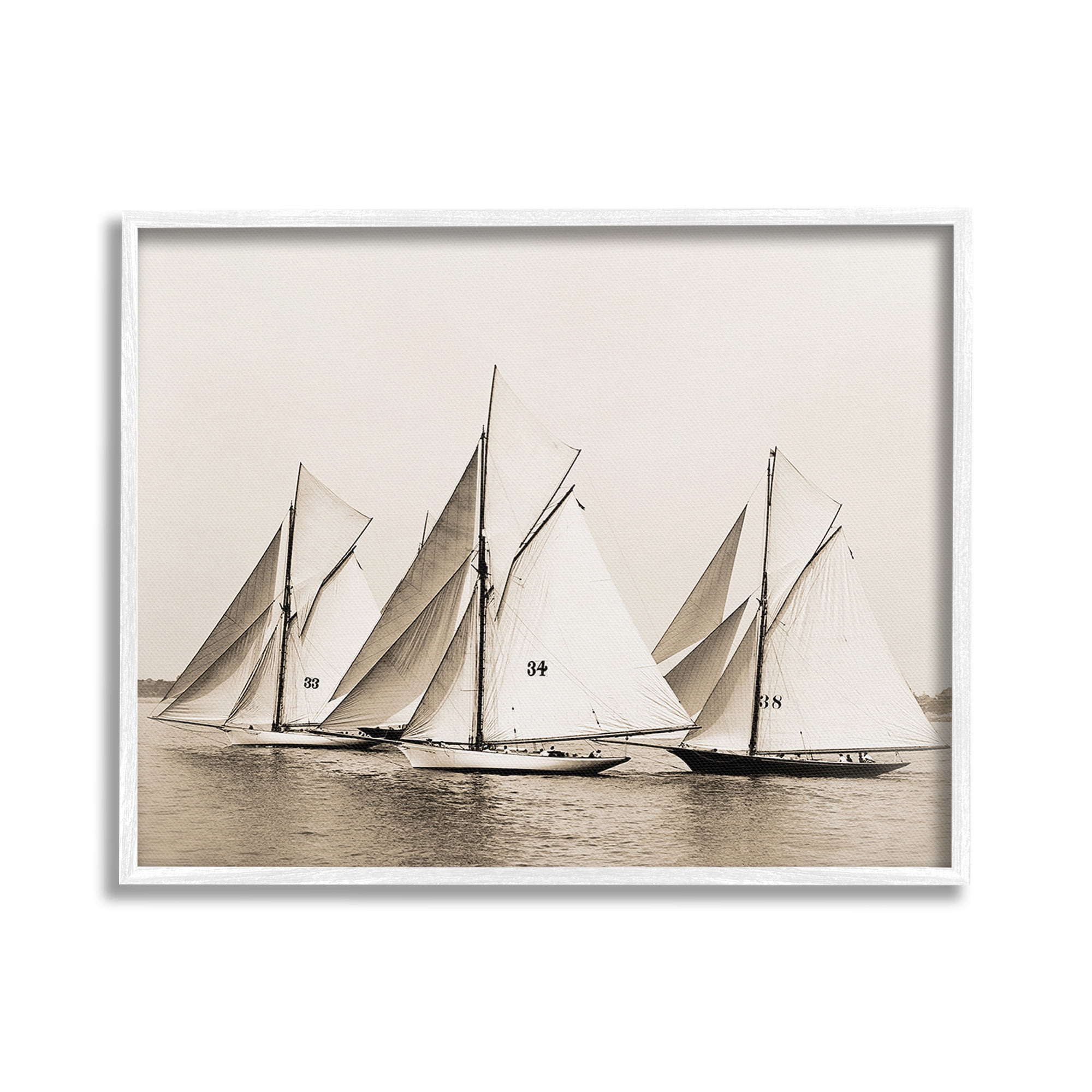 Stupell Industries Vintage Ship Fleet Transportation Photography White Framed Art Print Wall Art, 20 x 16