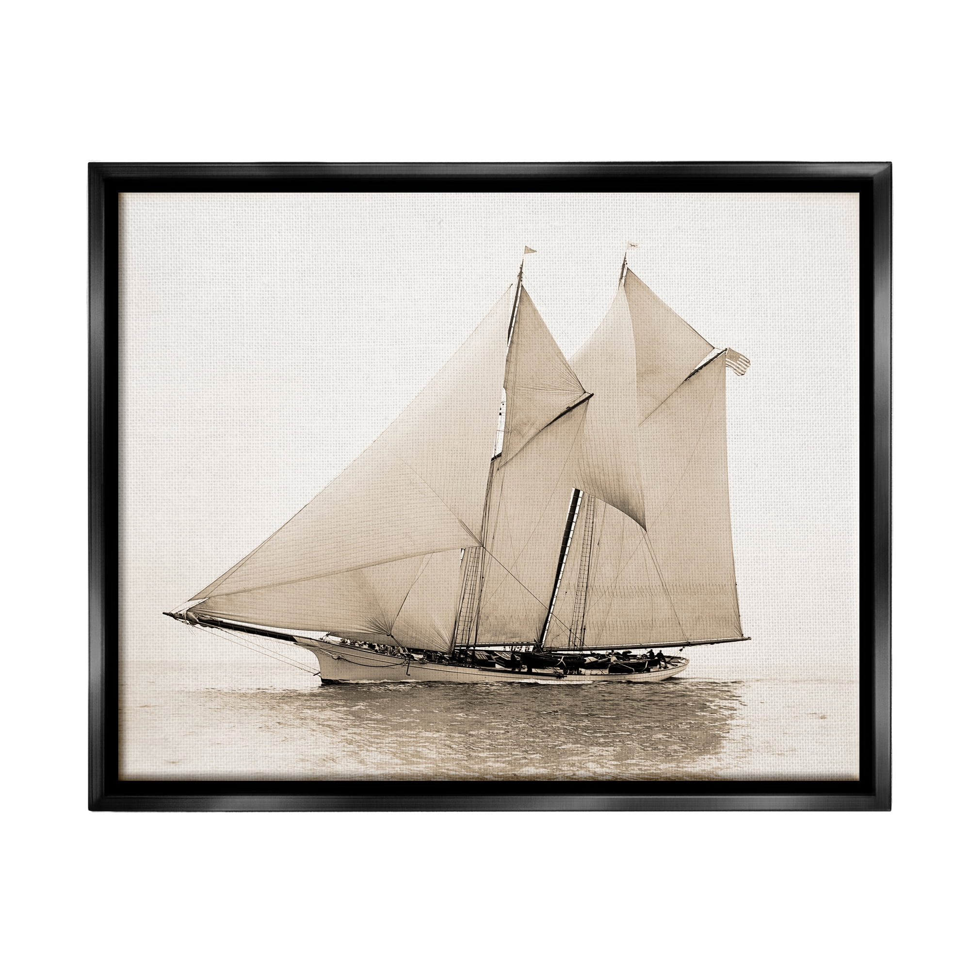 Stupell Industries Vintage Ship Photography Transportation Photography Black Floater Framed Art Print Wall Art, 21 x 17