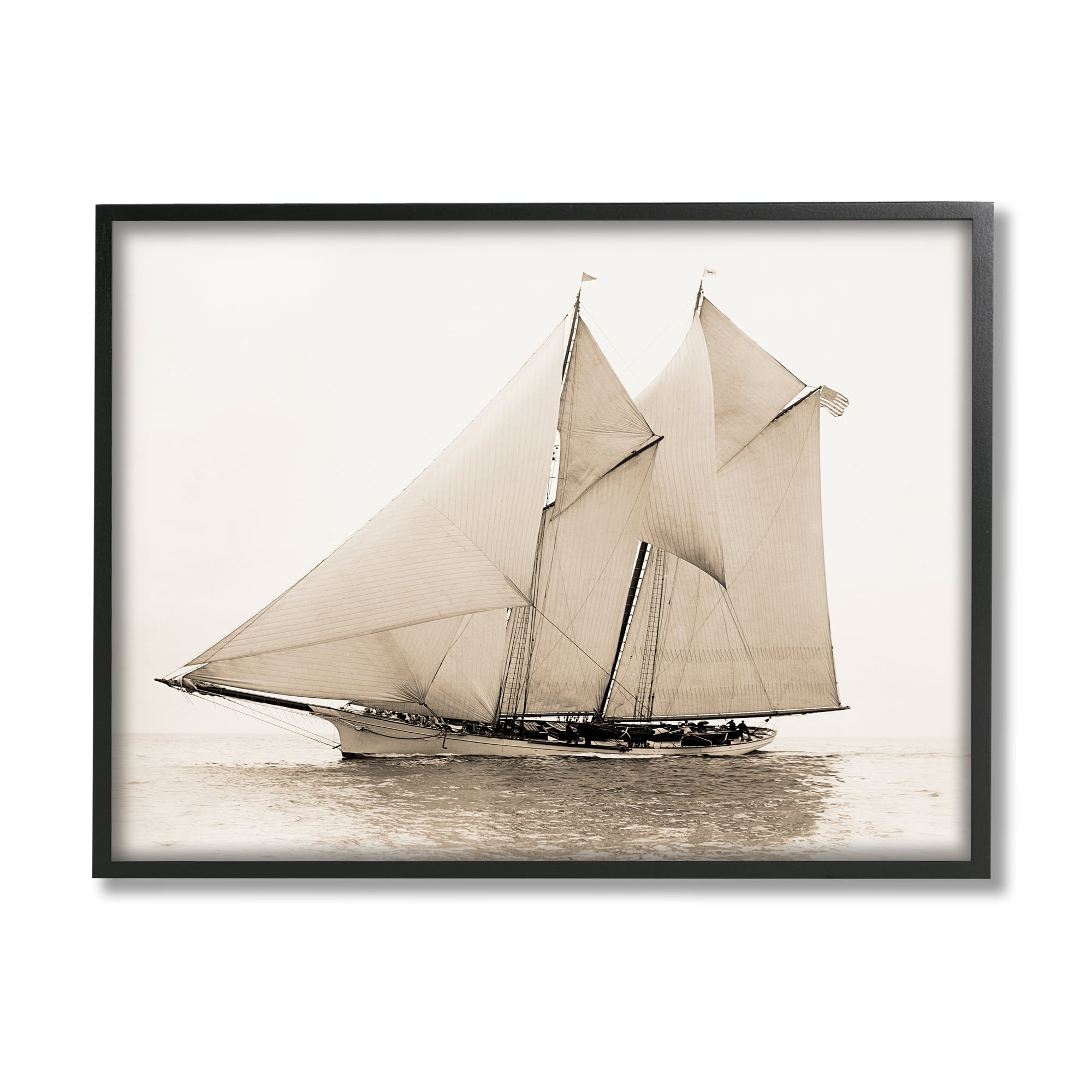 Stupell Industries Vintage Ship Photography Transportation Photography Black Framed Art Print Wall Art, 20 x 16