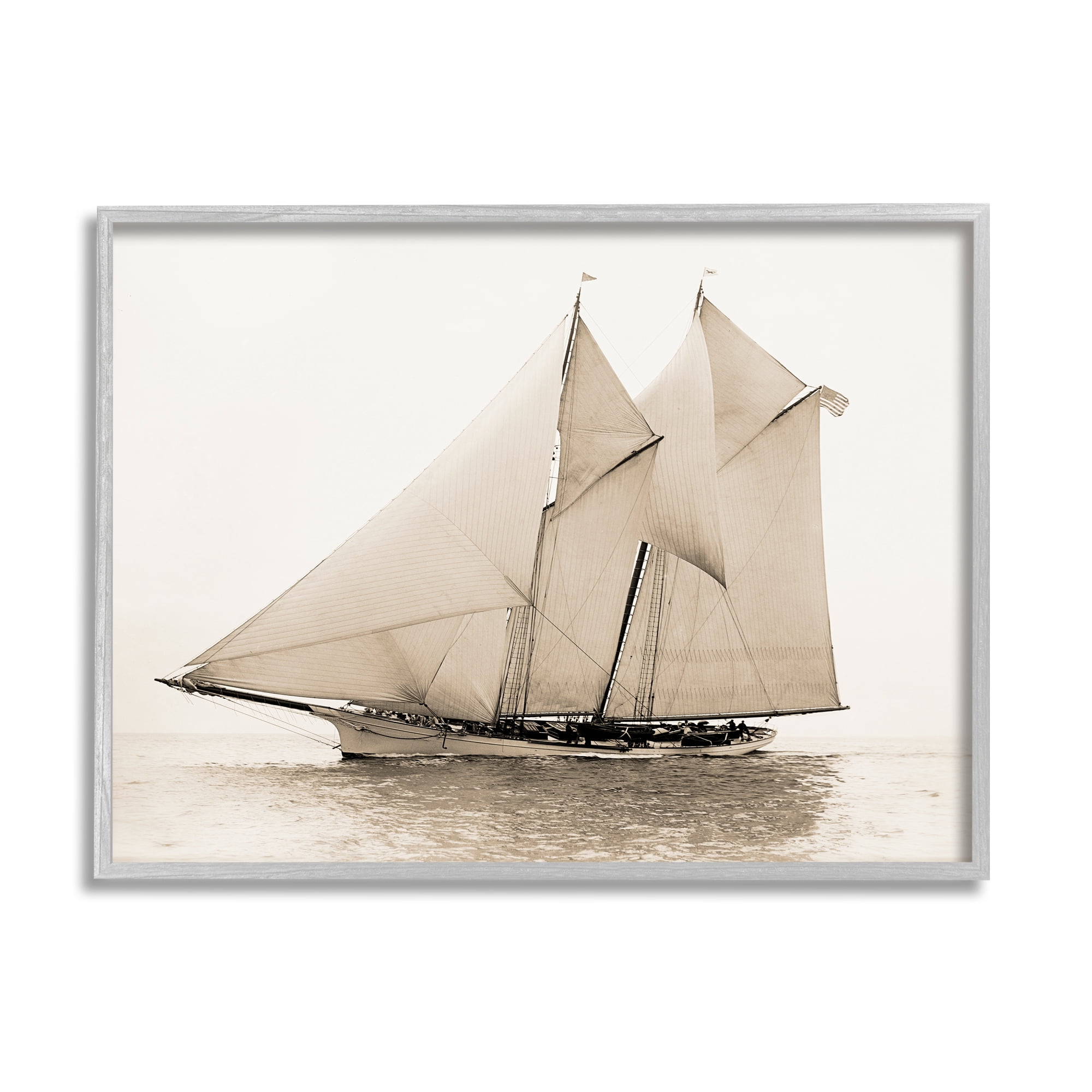 Stupell Industries Vintage Ship Photography Transportation Photography Gray Framed Art Print Wall Art, 20 x 16