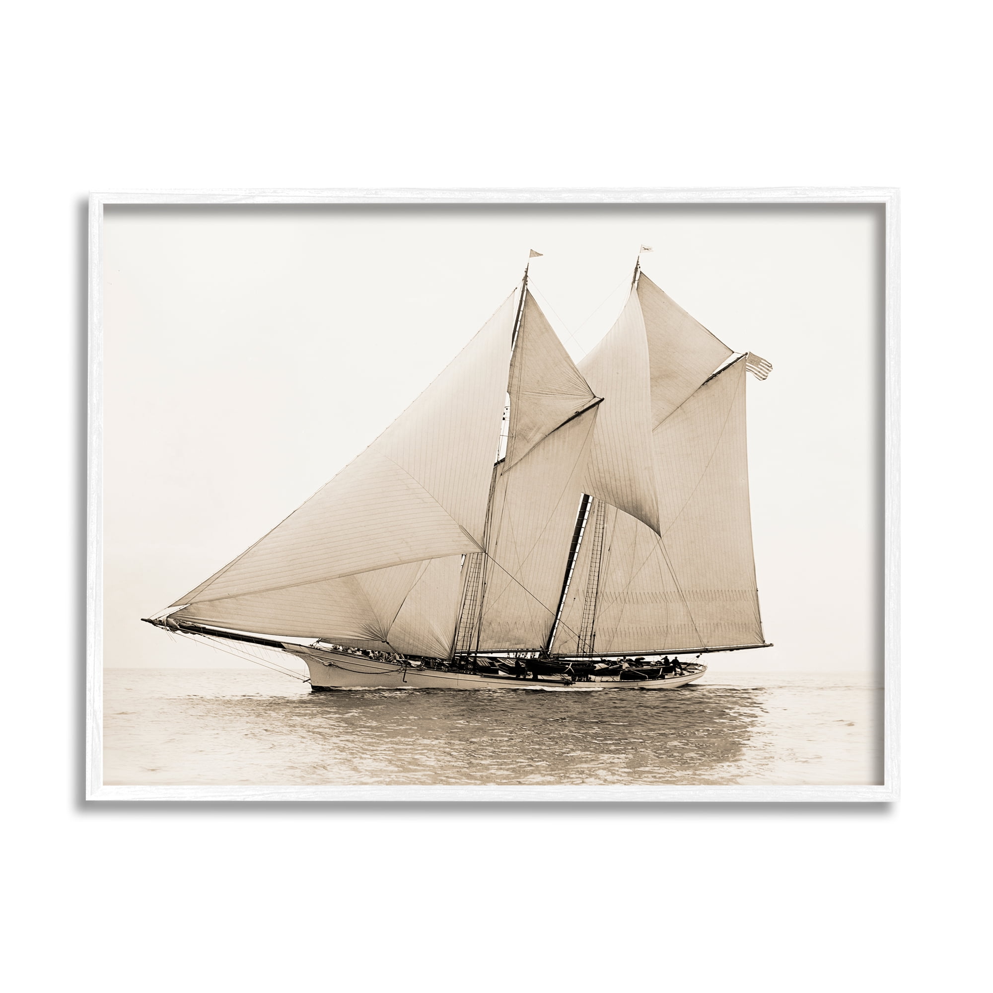 Stupell Industries Vintage Ship Photography Transportation Photography White Framed Art Print Wall Art, 20 x 16