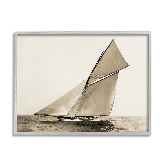 Stupell Industries Vintage Ship on Ocean Transportation Photography Gray Framed Art Print Wall Art, 14 x 11