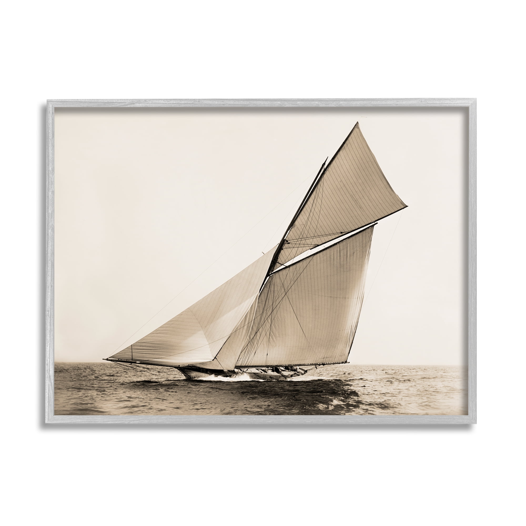Stupell Industries Vintage Ship on Ocean Transportation Photography Gray Framed Art Print Wall Art, 30 x 24