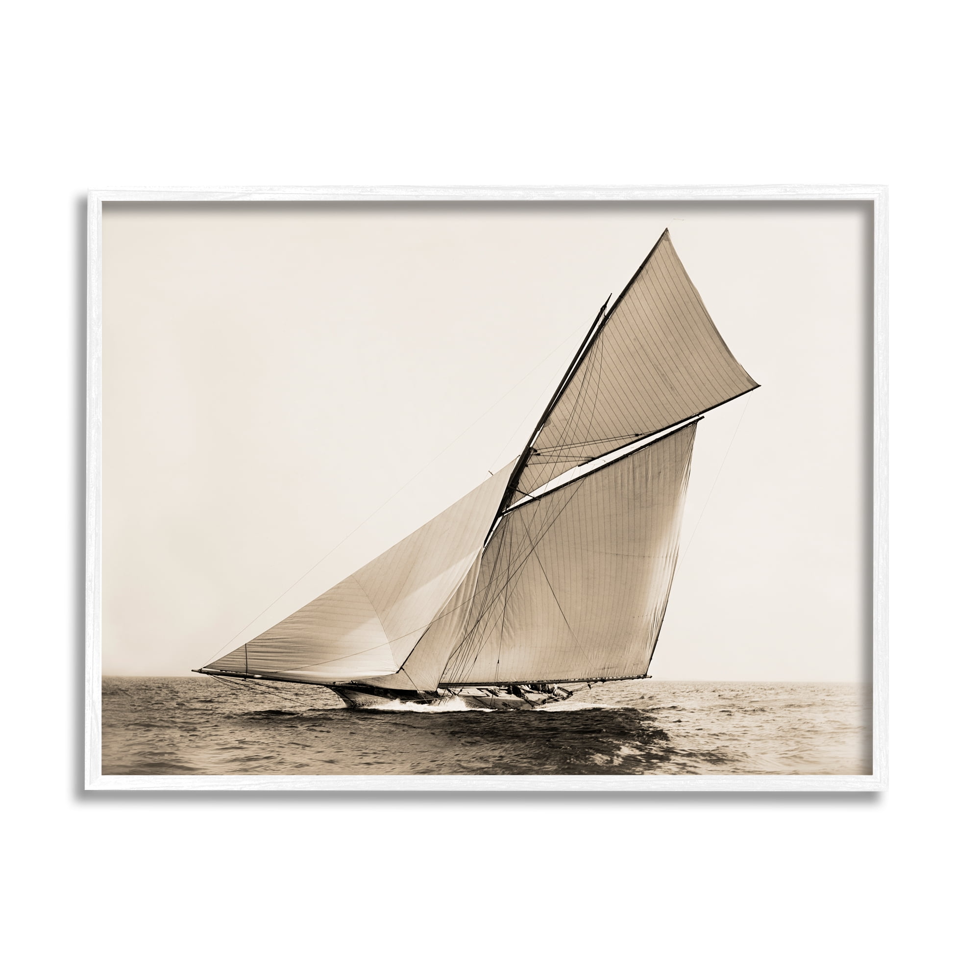 Stupell Industries Vintage Ship on Ocean Transportation Photography White Framed Art Print Wall Art, 30 x 24