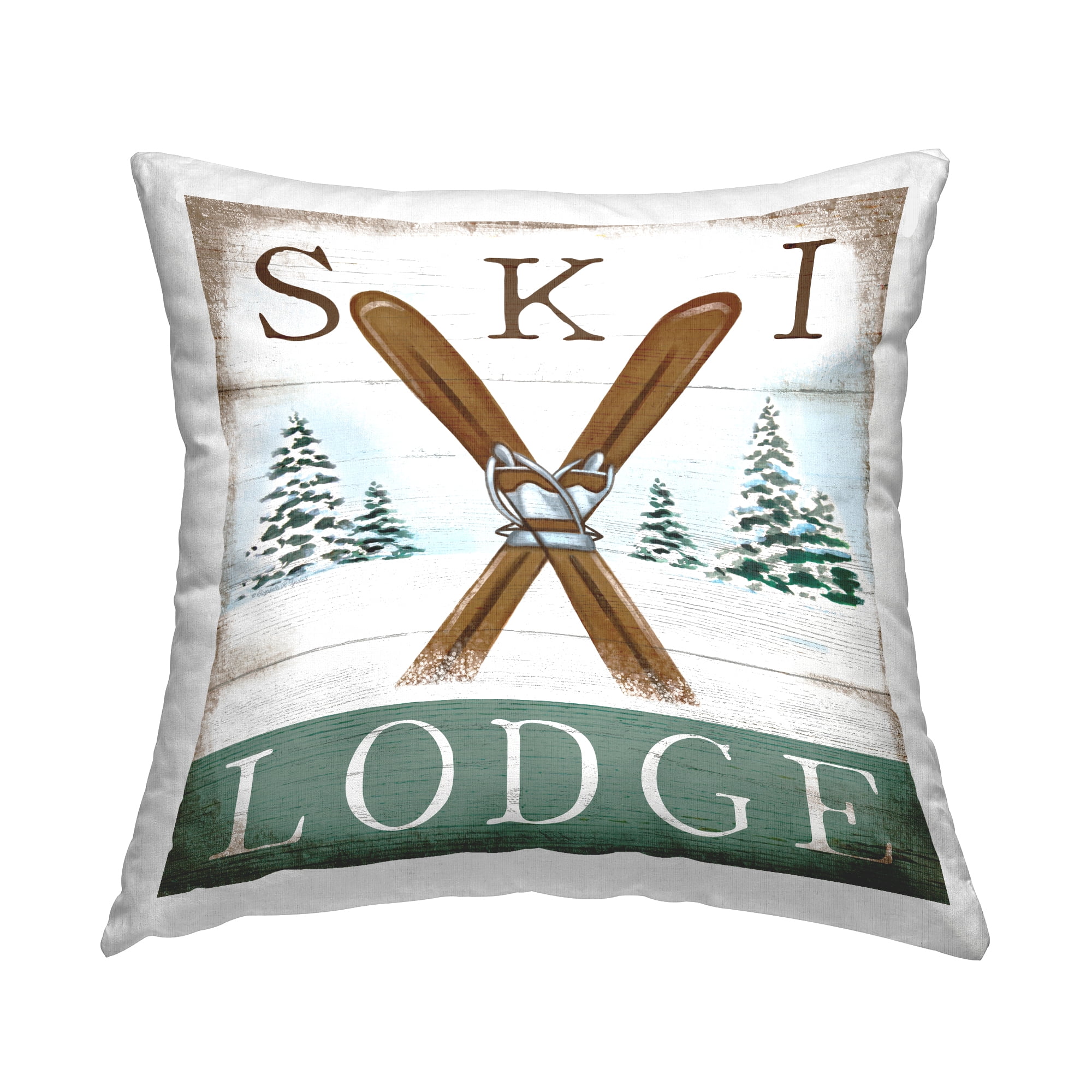 Stupell Industries Vintage Ski Lodge Decorative Printed Throw Pillow, 18 x 18