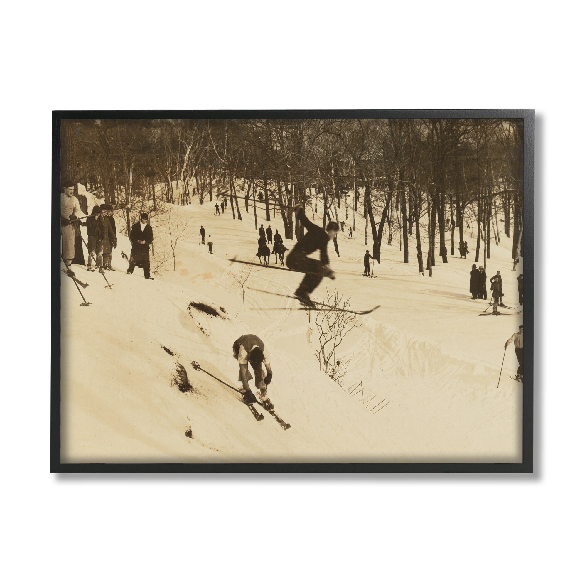 Stupell Industries Vintage Ski Slopes Winter Athletes Sepia Tone Photography, 30 x 24, Design by Wild Apple Portfolio