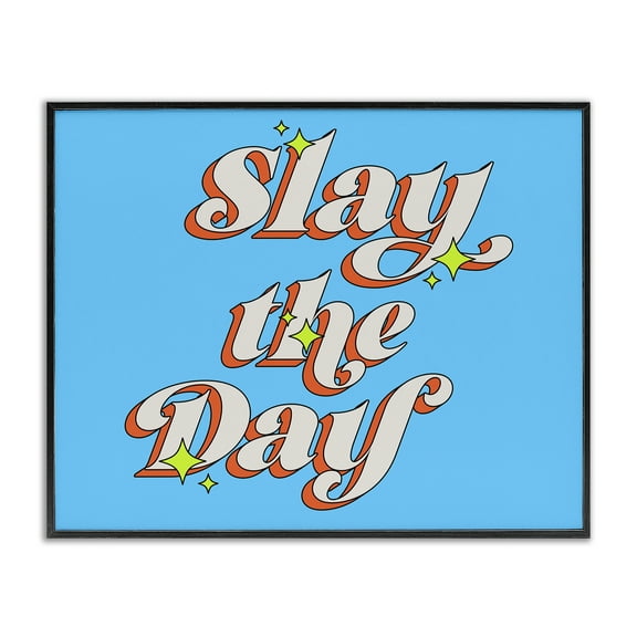 Stupell Industries Vintage Slay The Day Text & Numbers Painting Black Framed Art Print Wall Art, 14 x 11