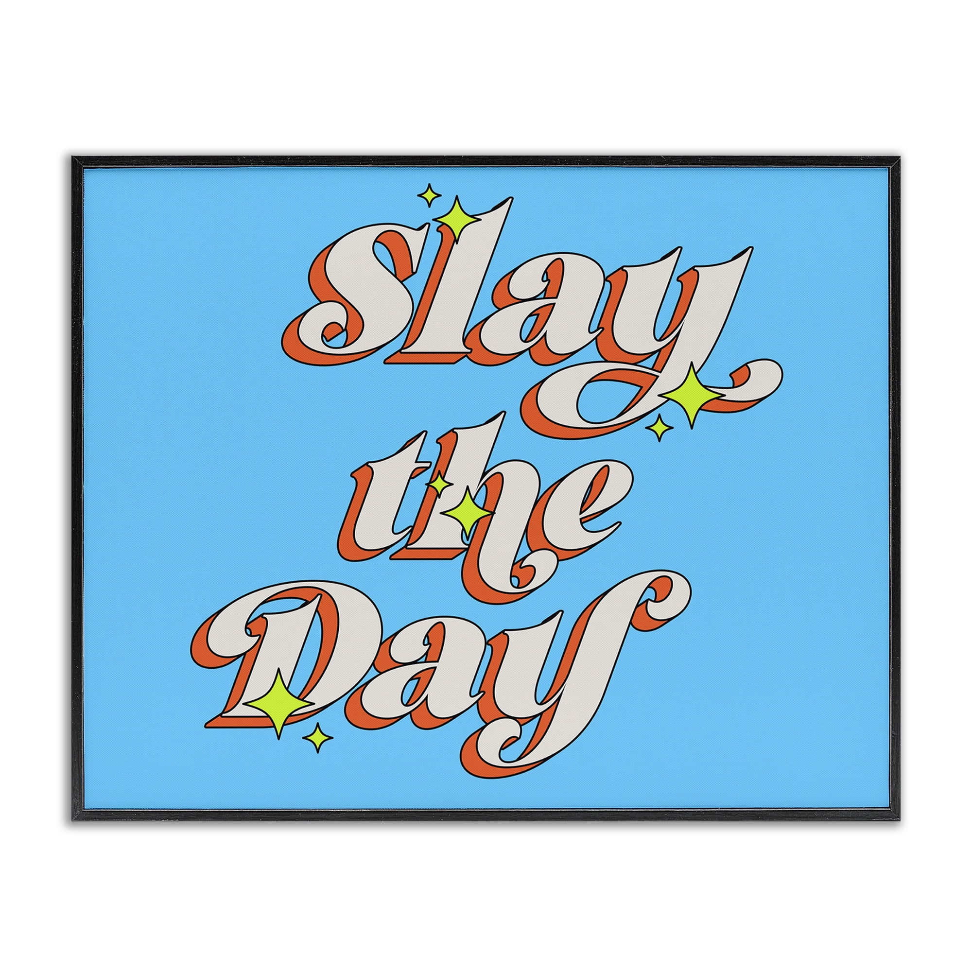 Stupell Industries Vintage Slay The Day Text & Numbers Painting Black Framed Art Print Wall Art, 20 x 16